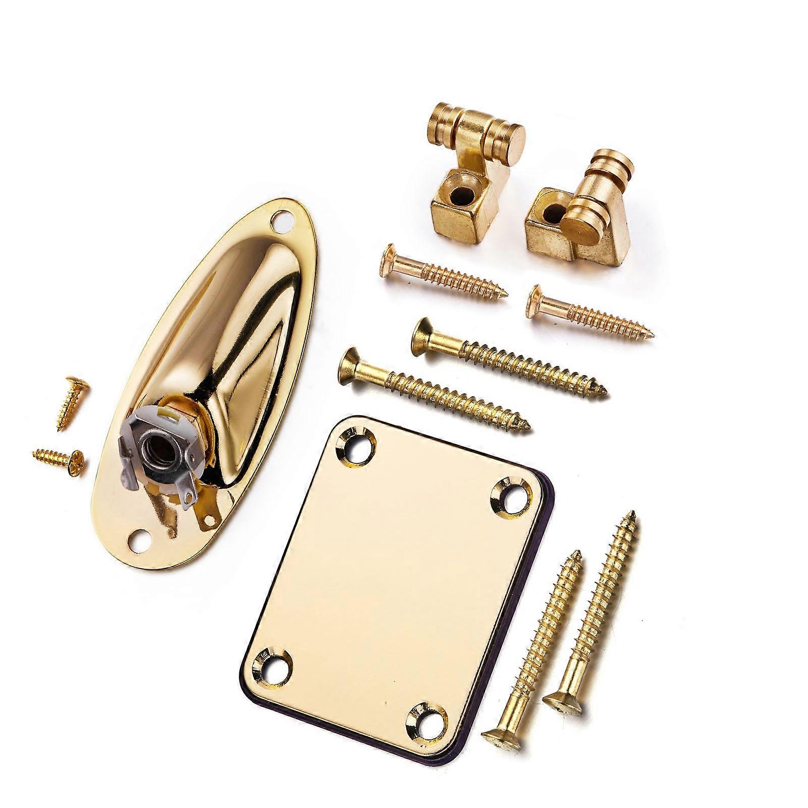 Guitar String Tree Retainer Set Guitar Loaded Socket Plate with Screws for Replacement Gold 