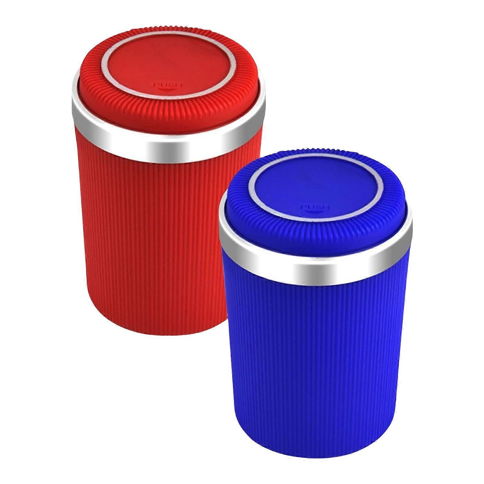 2 יחידות מאפרה אטומה לפנים הרכב מאפרה לרכב עם מכסה תאורת LED מעכב בעירה מחזיק כוסות מאפרה צבעונית