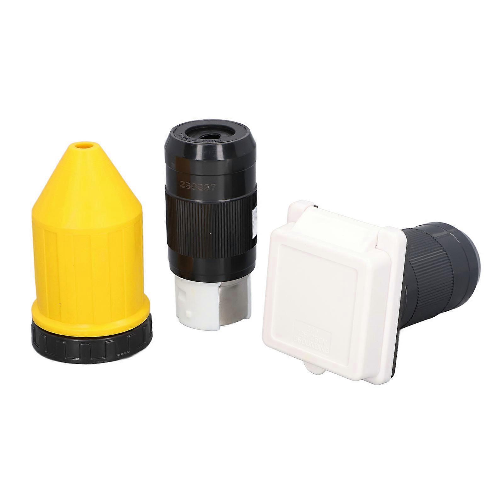 RV Power Inlet Plug Set 50 AMP Electrical Power Inlet with Connector Plug Cord Cover Ring 250VAC