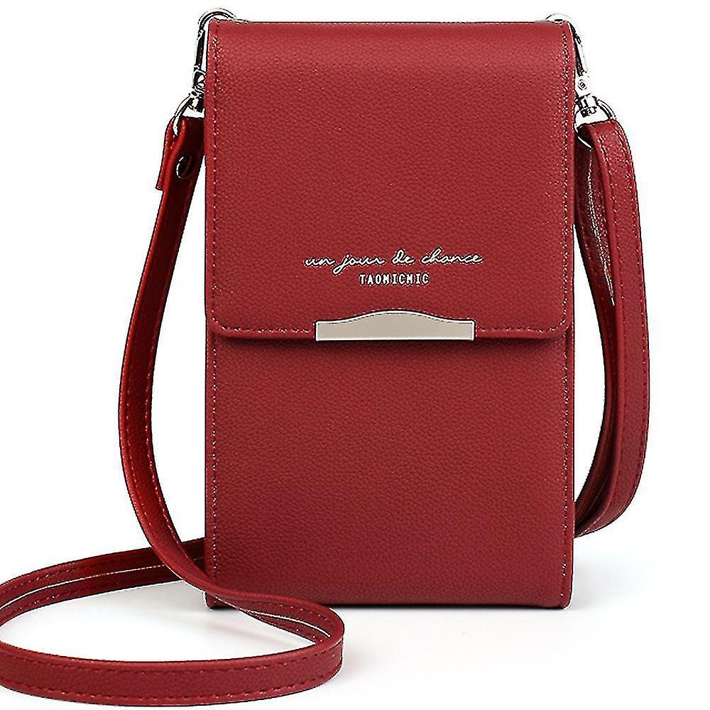 Hair Combs One-shoulder Mobile Wallet Ladies Mini Bag Red Wine