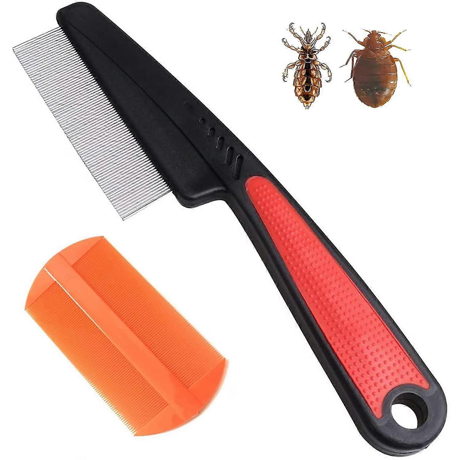 2 Pcs Pet Grooming Dematting Comb, Flea Comb For Dogs And Cats To Remove Fleas, Remove Loose Undercoat, Knots, Mats