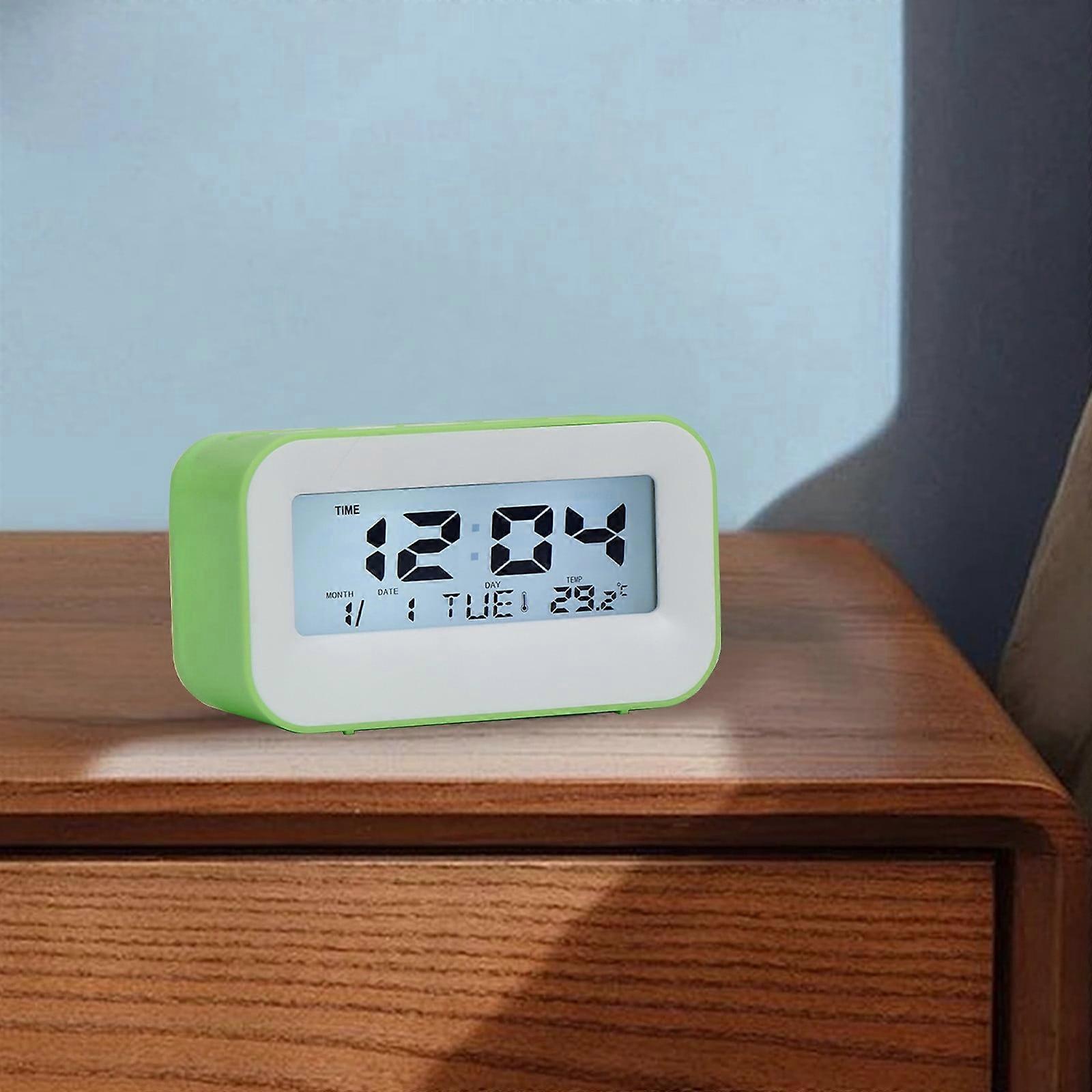 Donemore Upgraded LED Alarm Clock with Calendar, Portable Brightness Display, White Backlight, Bedside Clock for Everyone