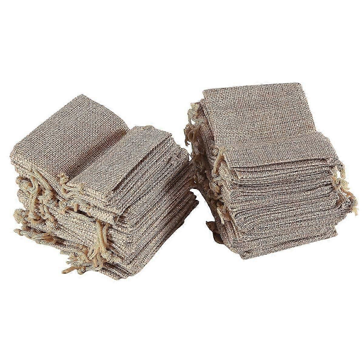 50pcs 3x4 inch small burlap drawstring bags reusable storage