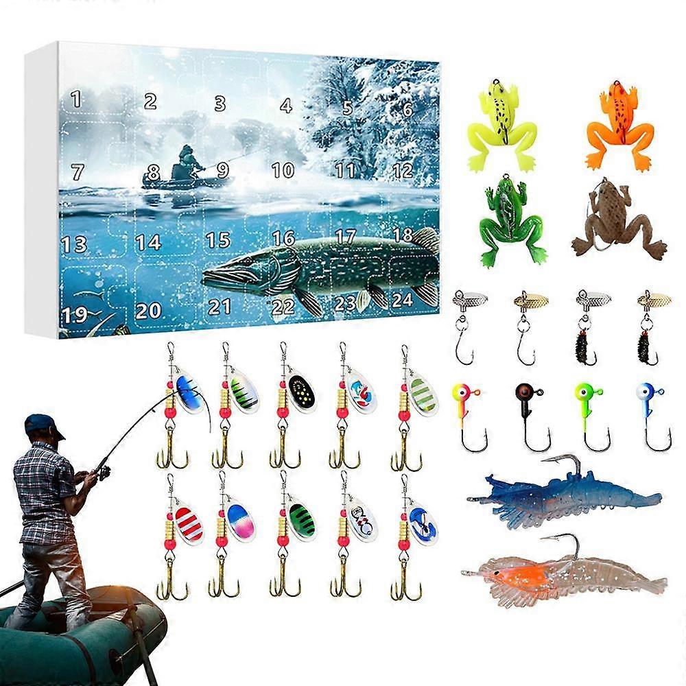Fishing Lure Advent Calendar 2024 Creative Fishing Advent Lures Realistic 24-Day Christmas Fishing Calendar Colorful Practical
