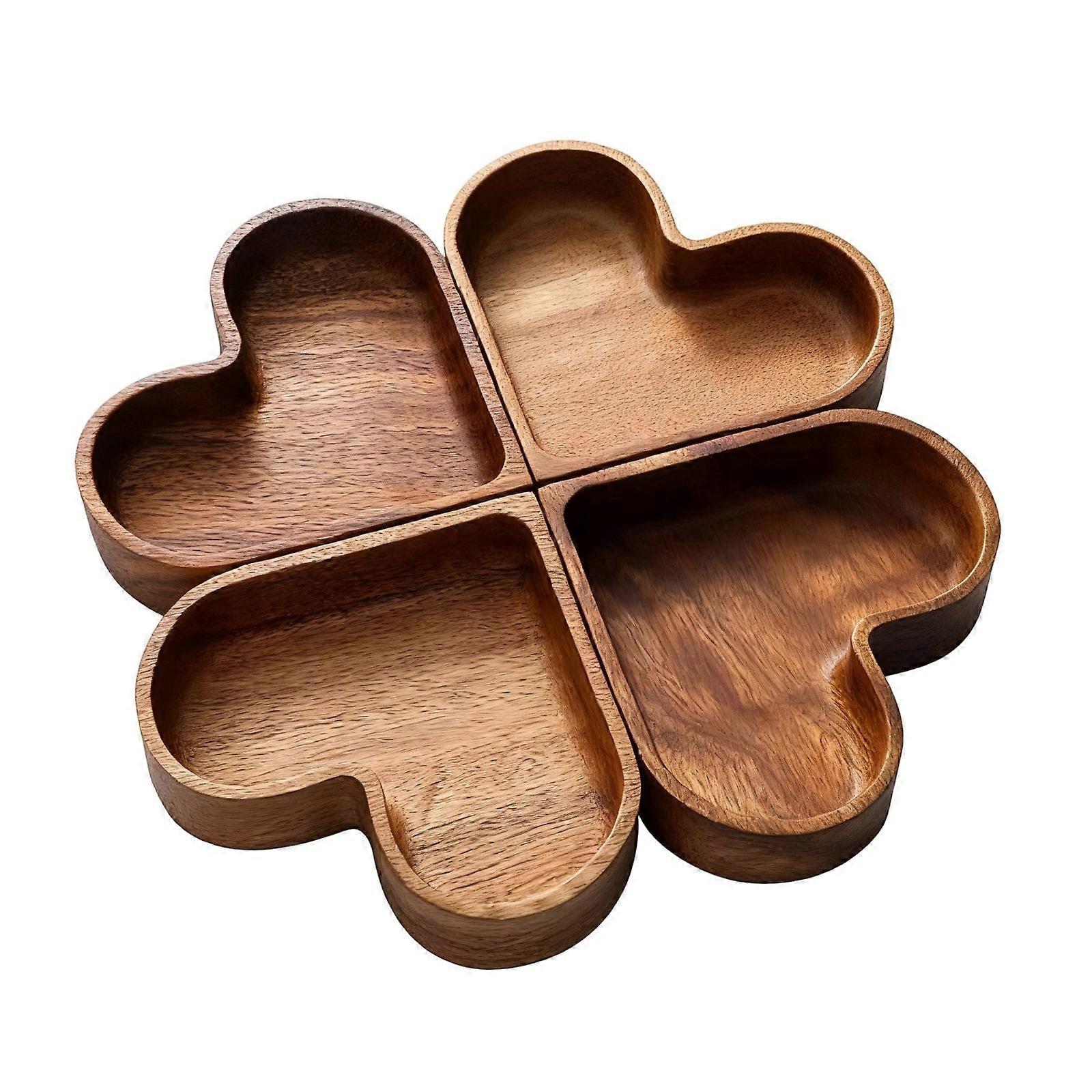 Modular Stackable Heart Designs Wood Tray Wooden Appetizer Platter For Dining Table Centerpiece And Decorative Storage Multicolor
