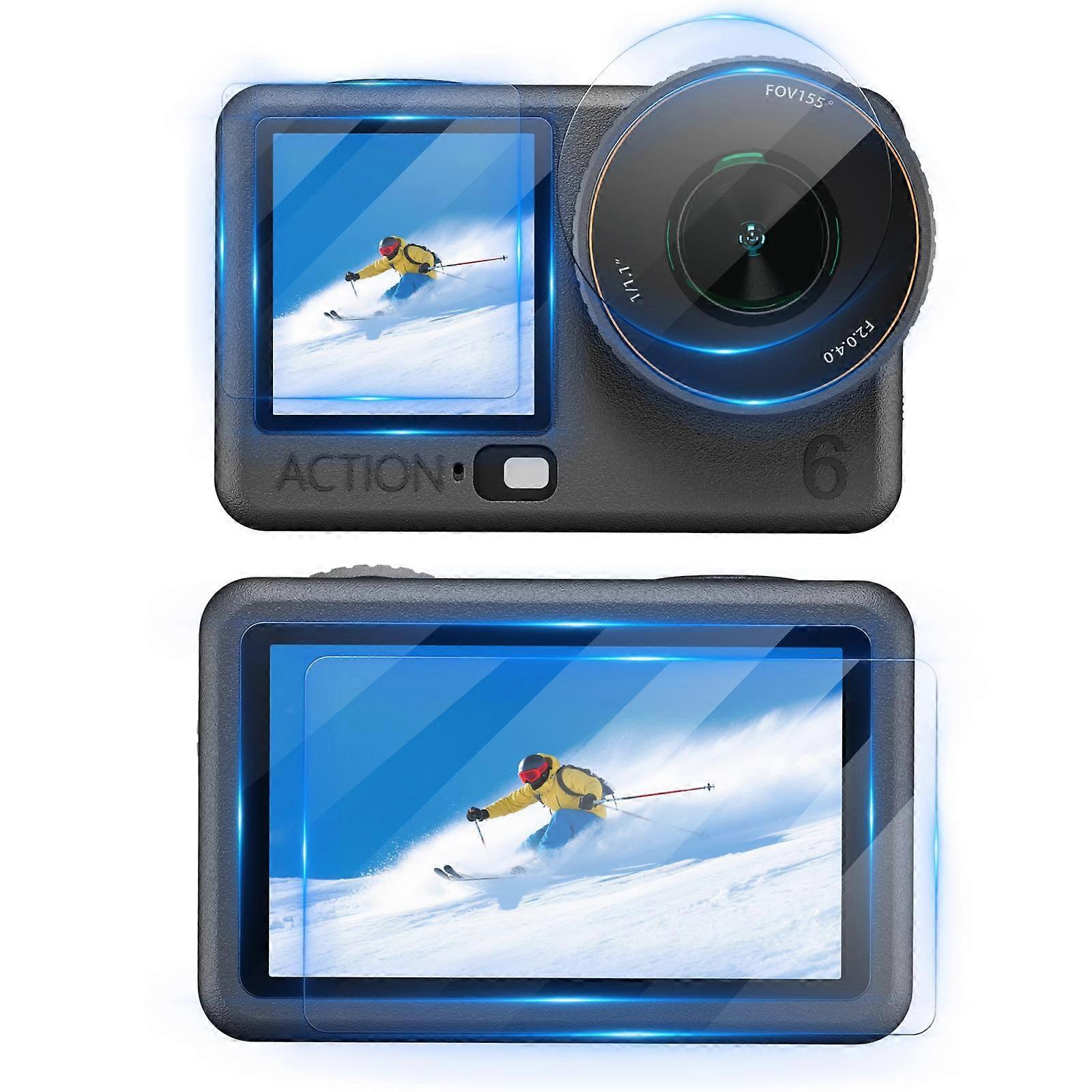 STARTRC 3 in 1 Lens Protector Front and Rear Screen Tempered Glass Films For DJI Osmo Action 6