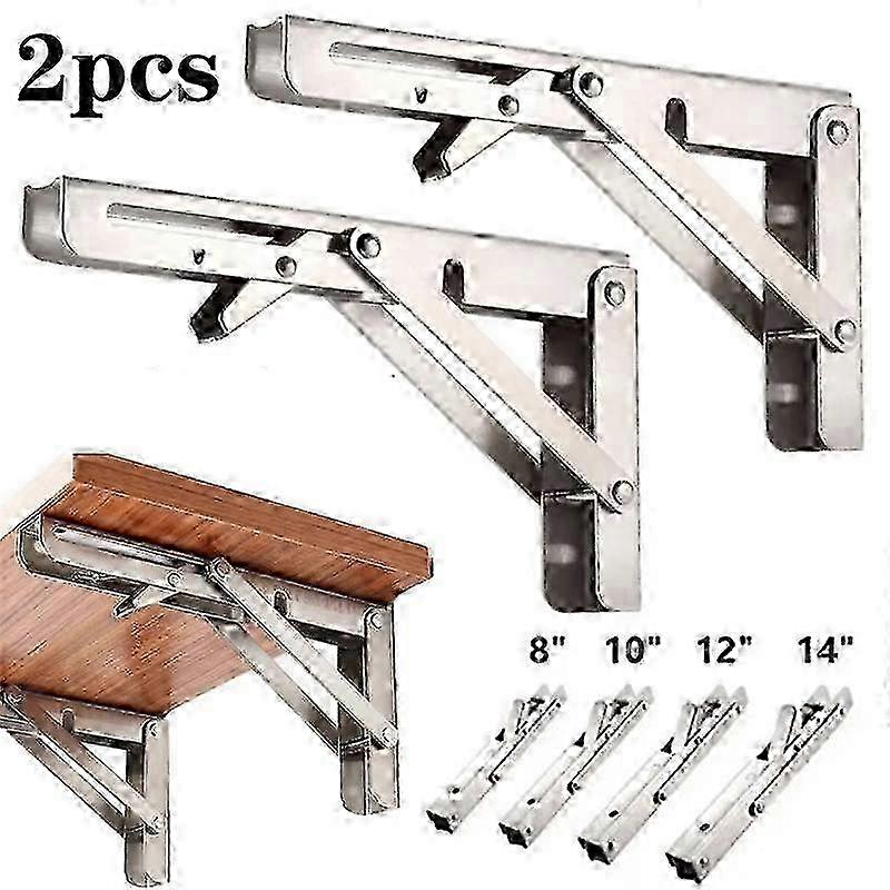 6-24inch 2pcs Folding Shelf Brackets Heavy Duty Stainless Steel Collapsible Shelf Bracket for Table Work Bench Space Saving DIY Bracke