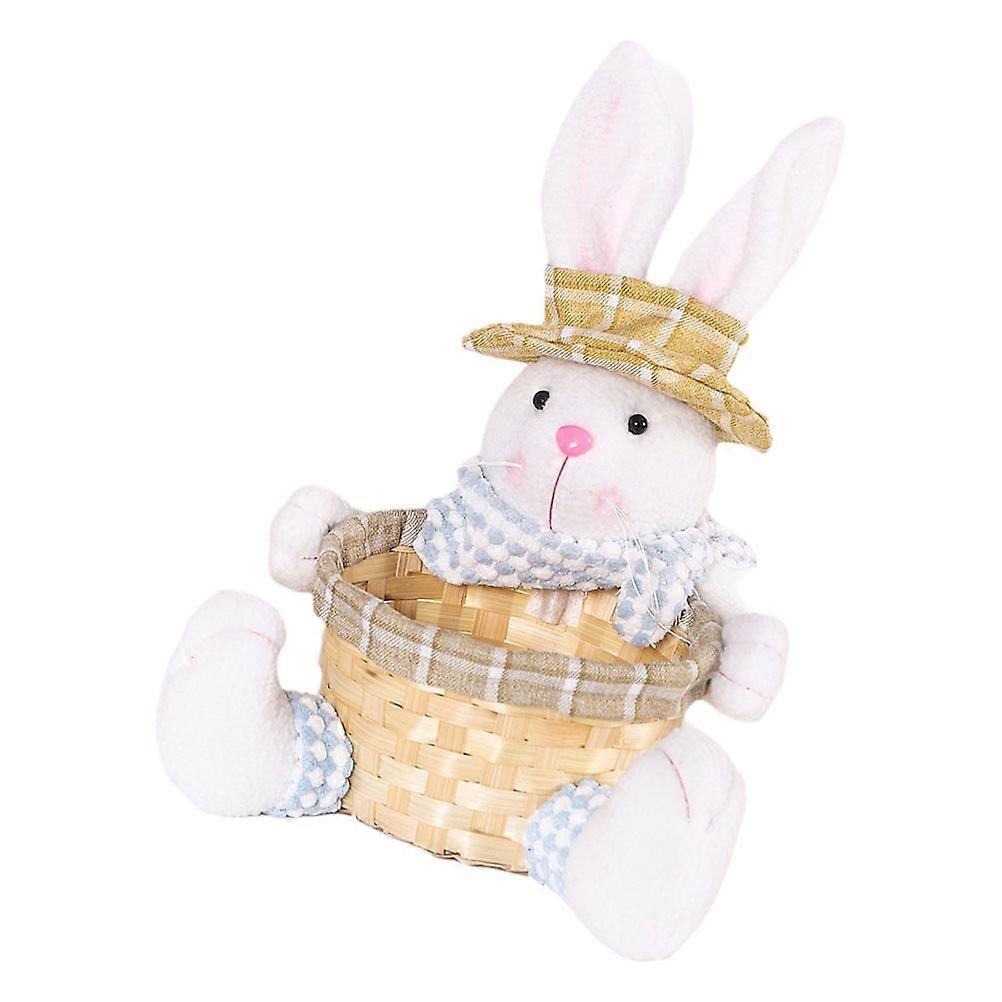 Easter Candy Storage Bucket with Rabbit Figurine Easter Storage Basket Candy Storage Container