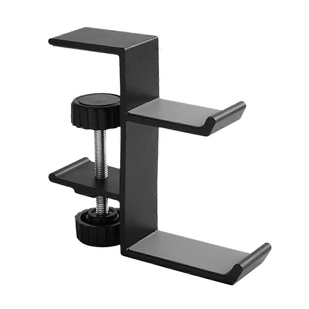 Adjustable Hanging Hooks Desk Side Hanging Bag Holder Clip-on Headset Holder Desktop Countertop Hooks Brackets Black