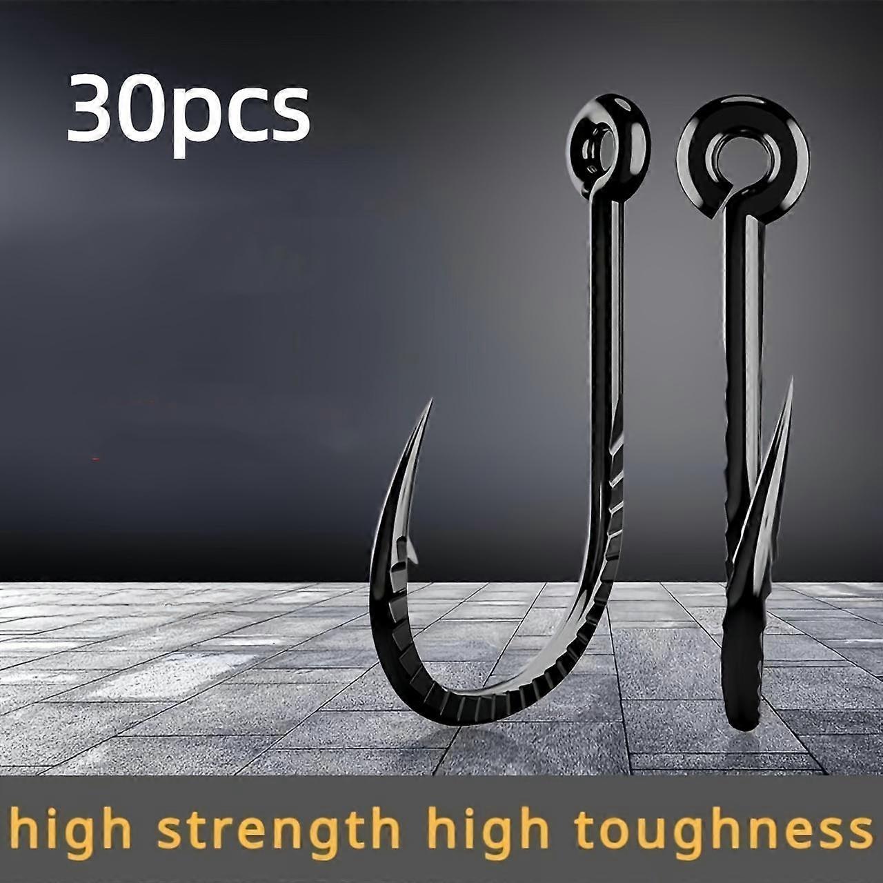 30pcs Titanium Alloy Fishing Hooks - Dragon Scale Barbed Design for Superior Grip, Offset Hooks with Eye