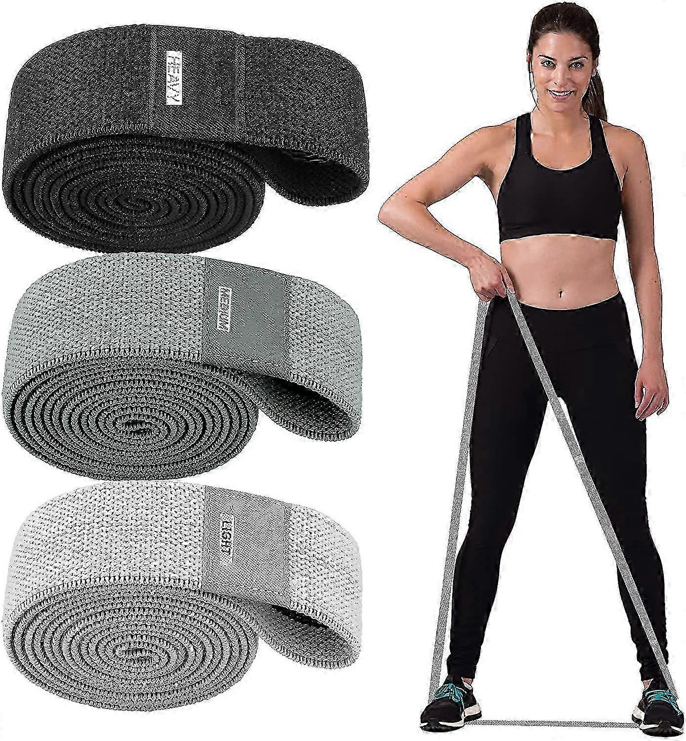 3-Pack Long Fabric Resistance Bands for Exercise - Thick Cloth Pull Up Assistance Loop Bands