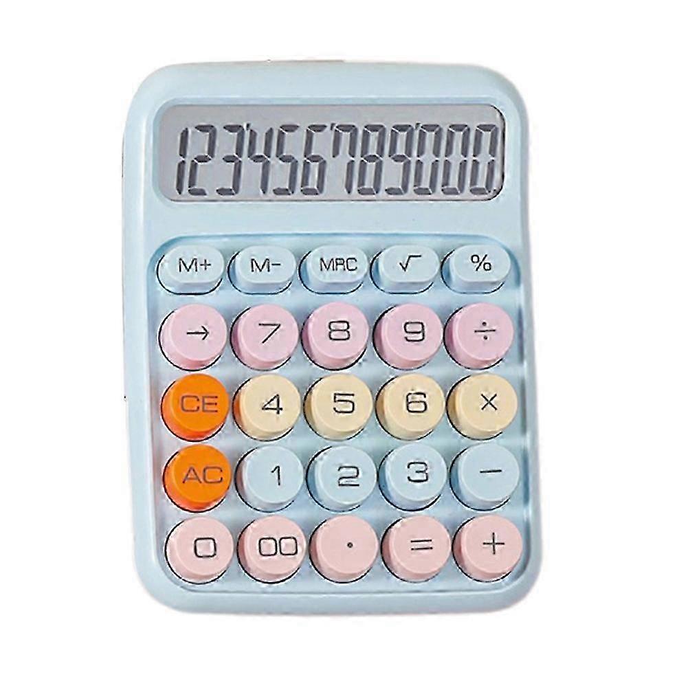 Mechanical Calculator Large LCD Display Big Round Button blue