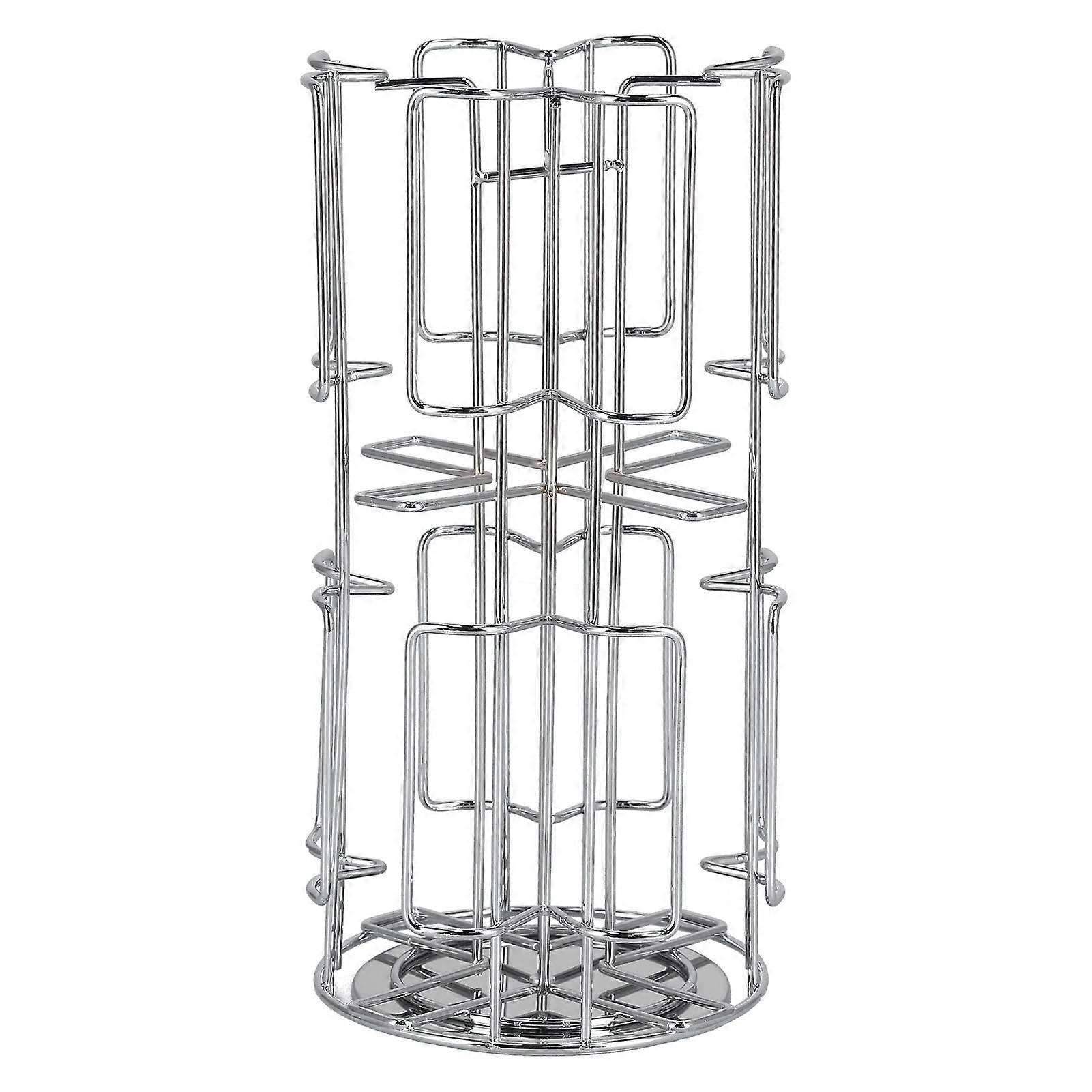 Coffee Pod Holder for 64 Capsules, 360° Rotating Vertical Coffee Capsule Organizer with Durable Iron Frame