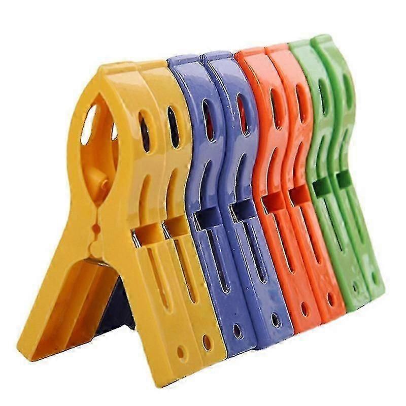 8ps/set Hanger Clips Large Plastic Windproof Beach Towel Clothes Spring Clamp Hfmqv