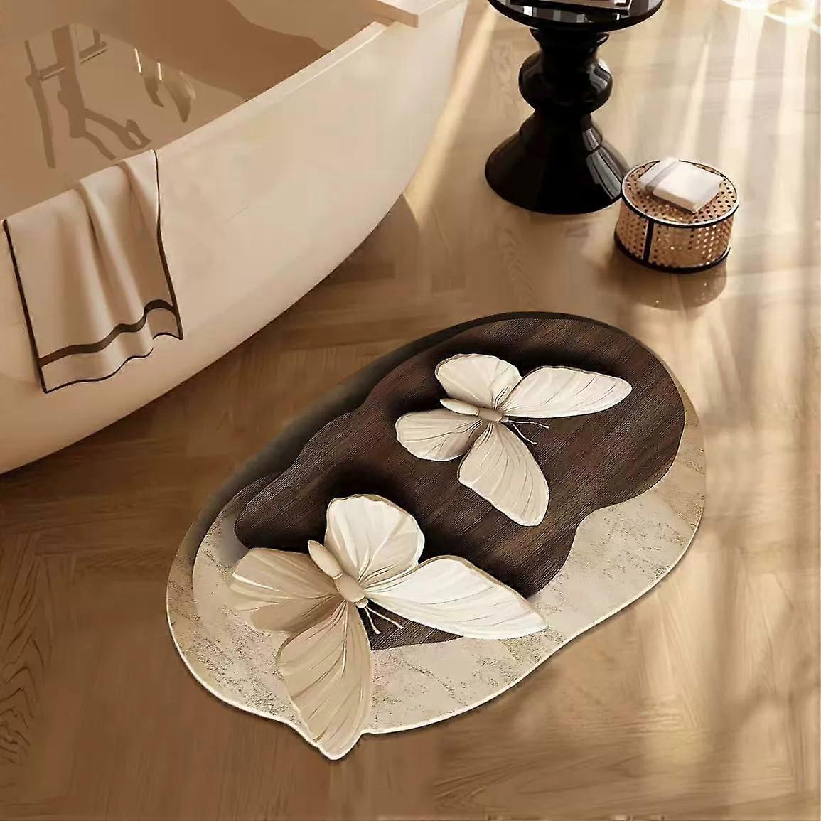 3D Rubber Bathroom Mat NonSlip Absorbent Flower Pattern Soft Decorative Floor Rug Medium
