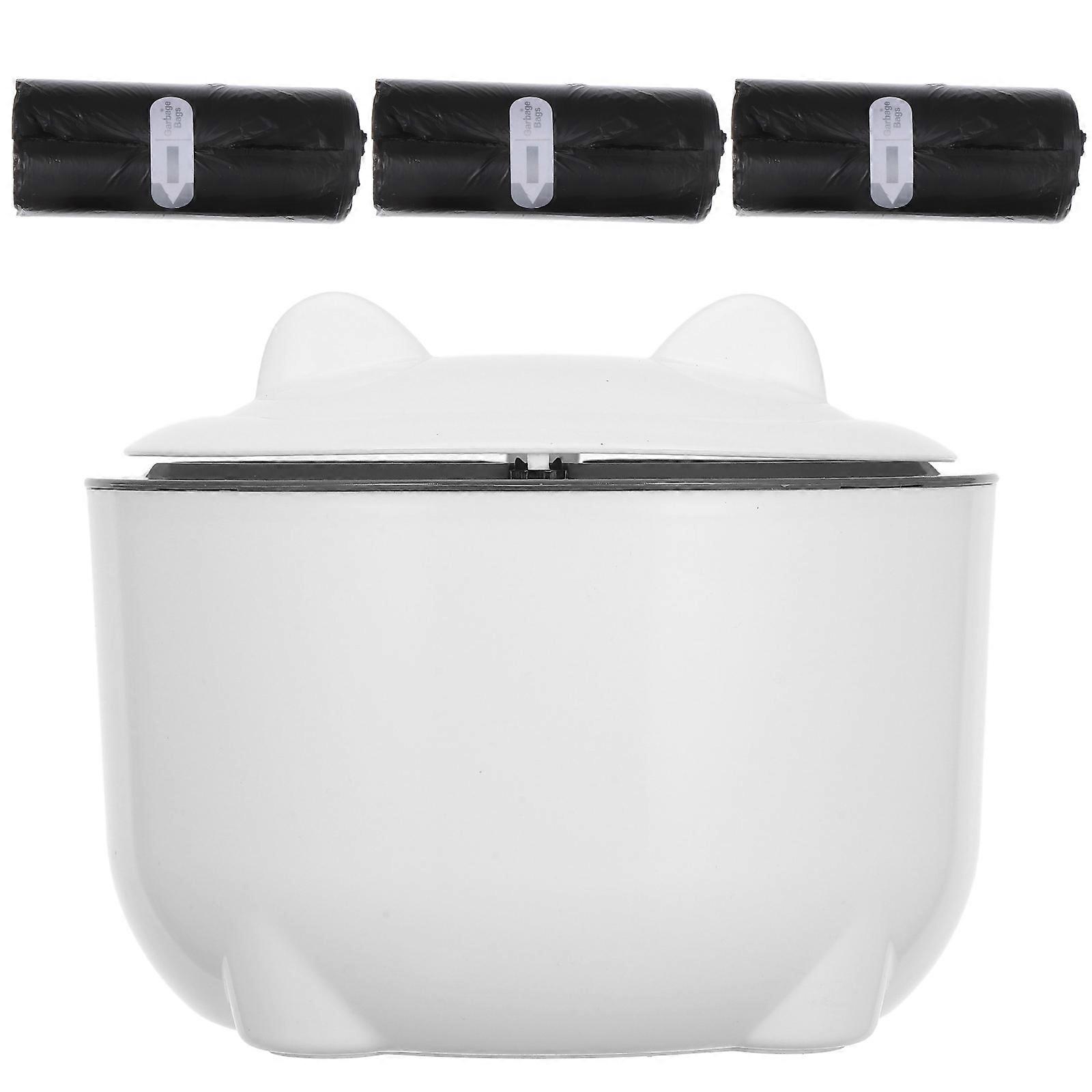 Grey Enclosed Cat Litter Trash Can for Clean Disposal 1Set with Lid