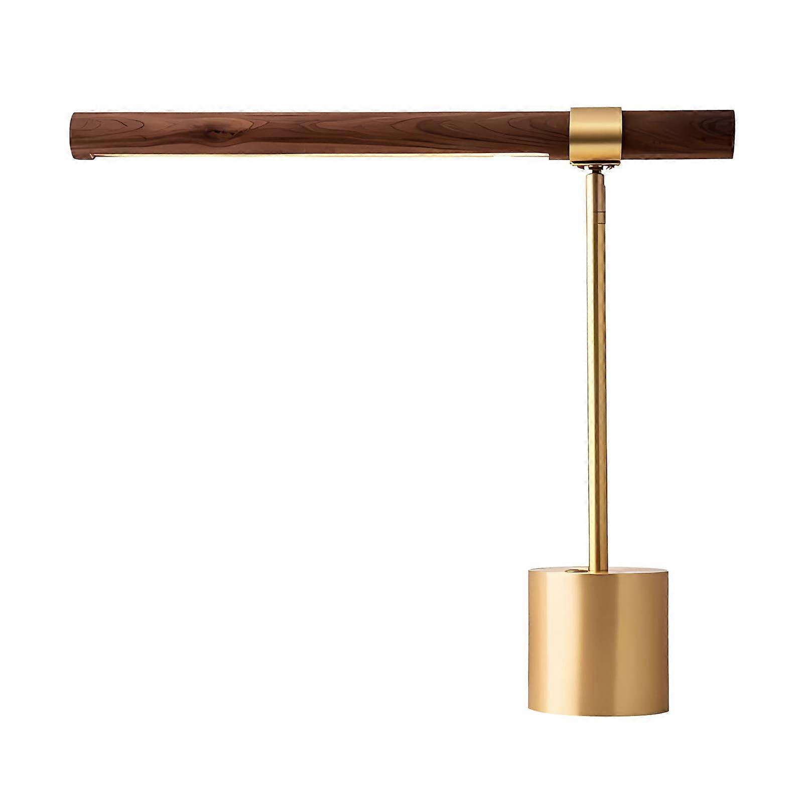 LED Desk Lamp with Adjustable Brightness, EyeCaring Warm Light, Walnut Shade, Brass or Iron Finish
