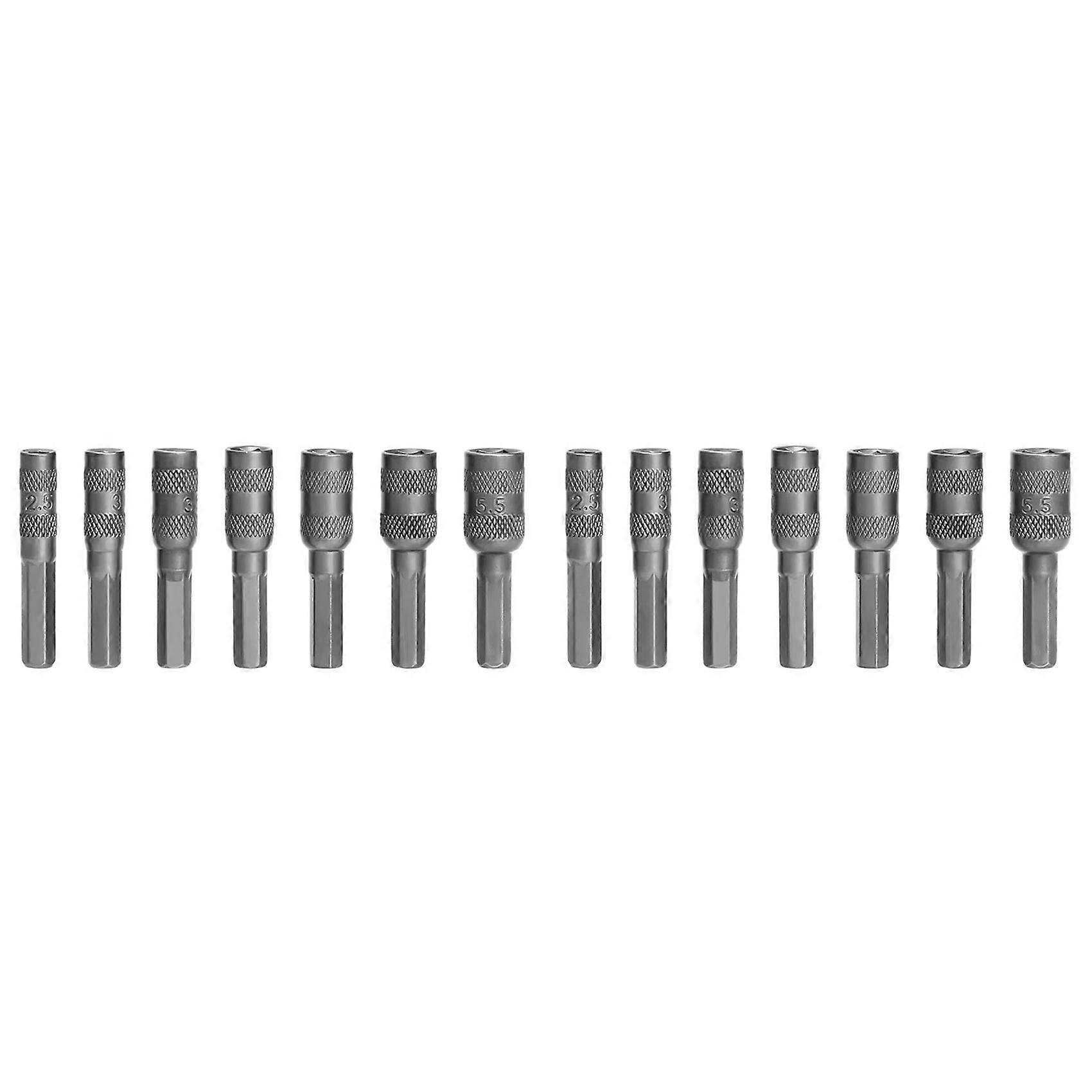 2 Set 2.5mm-5.5mm 6 Points Hex Socket H4 Hexagon Shank Nut Driver Part Metric Driver Drill Bit for Car Repairing