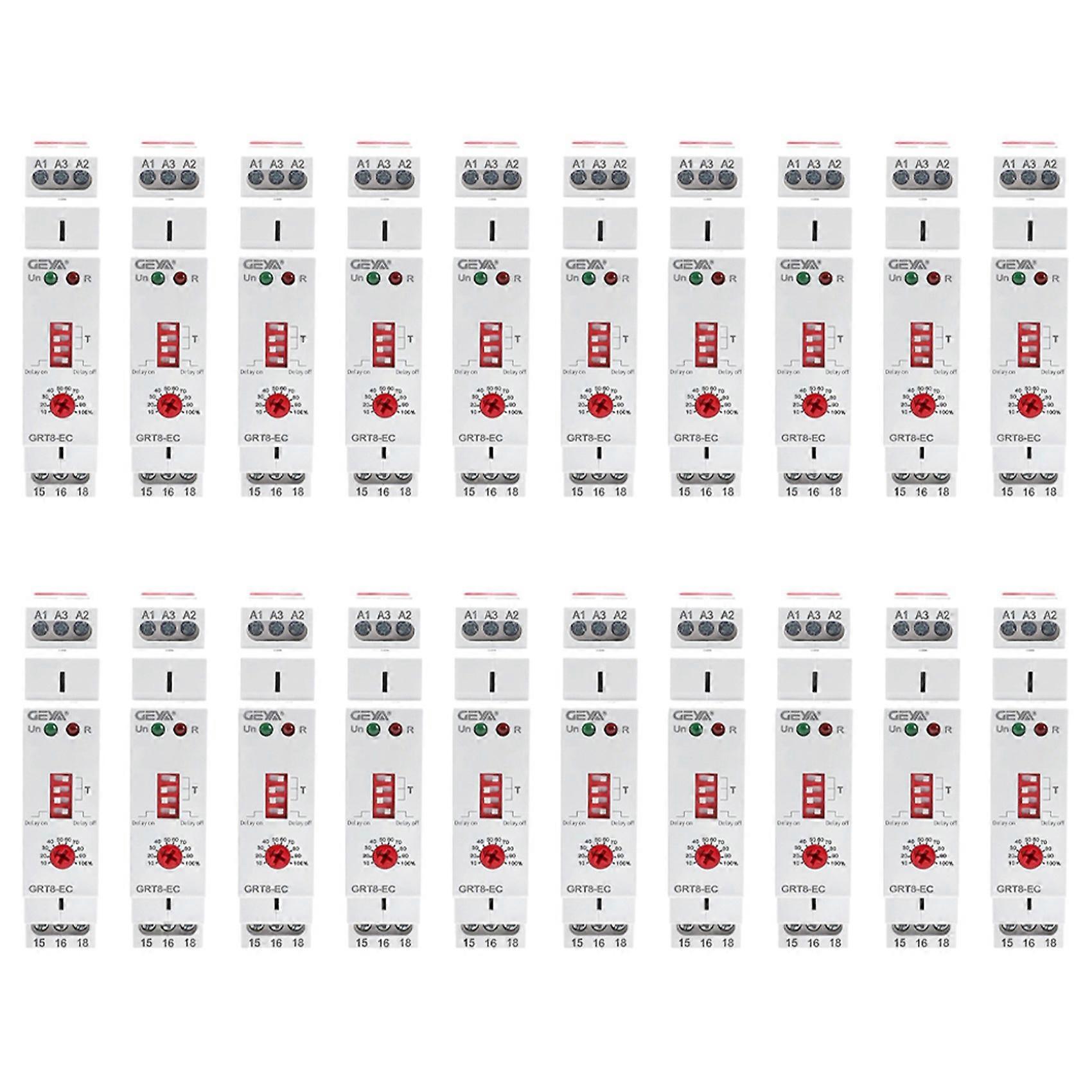 20X GEYA GRT8-EC 10A Dual Function Timer Relay on Delay or Off Delay Relay AC230V Time Relay