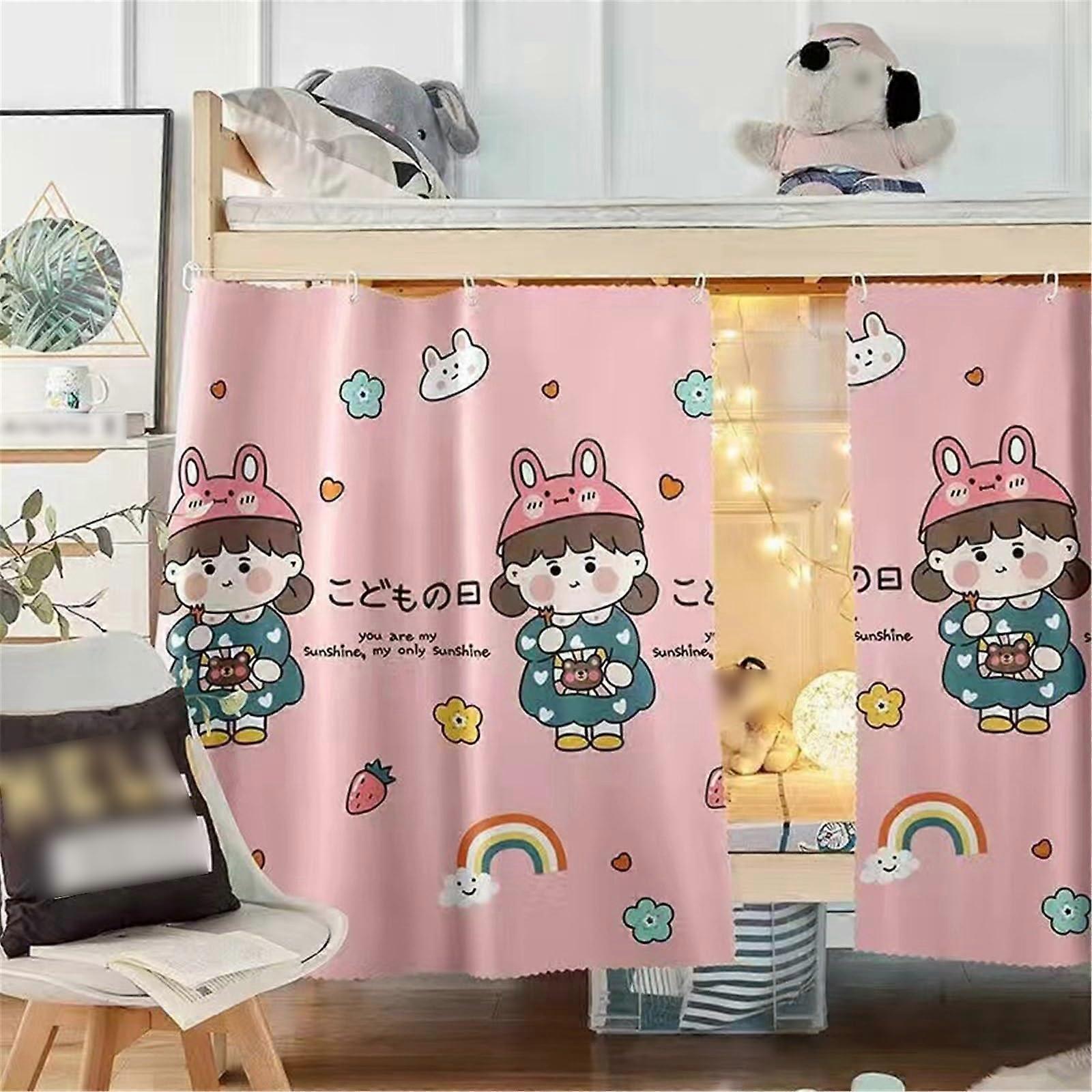 Bed Privacy Curtain Set, Light Blocking and Breathable Fabric for Loft or Dorm Bunk Beds, Girl Pattern