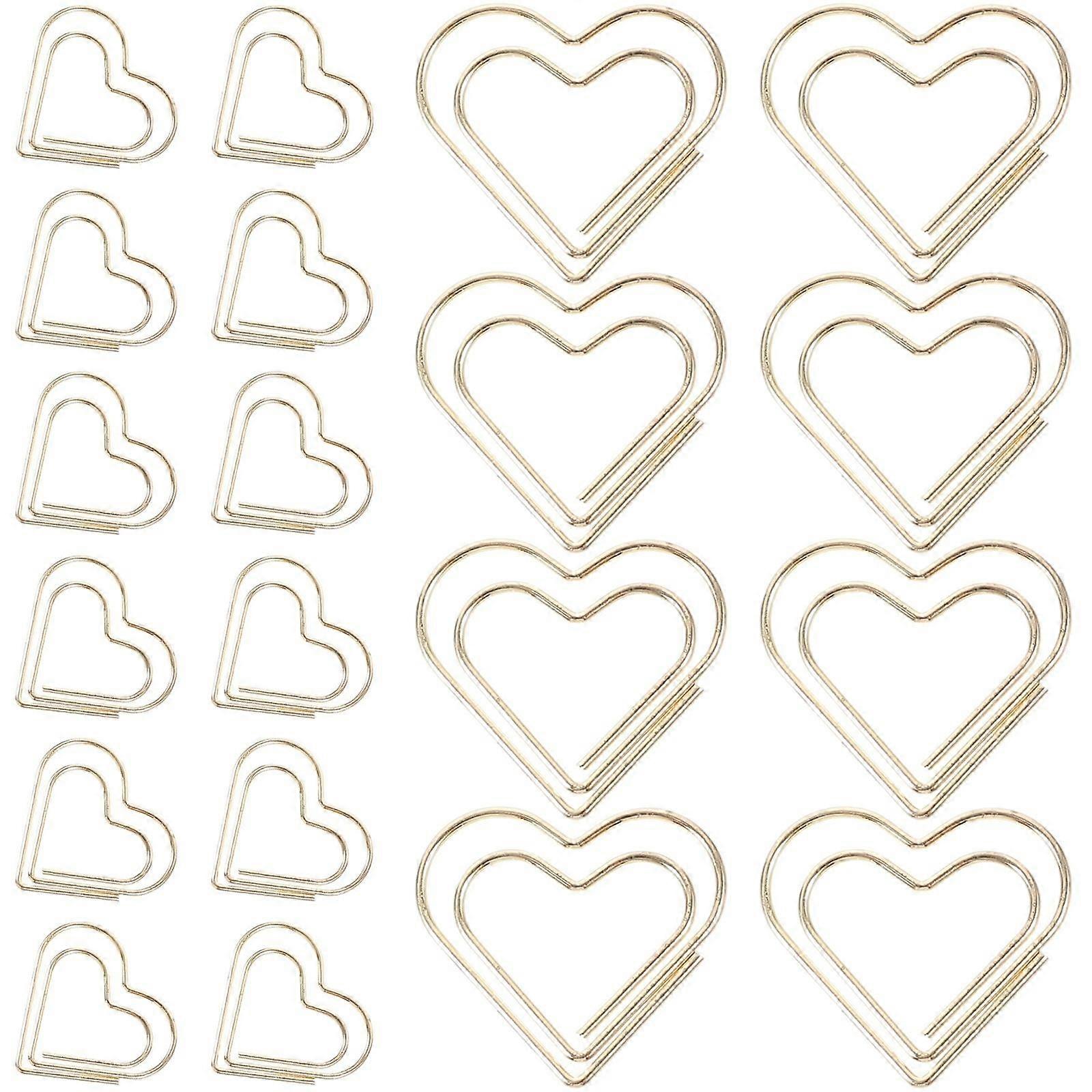 50Pcs Heart Shaped Metal Paper Clips Small Document File Paperclips Random Style