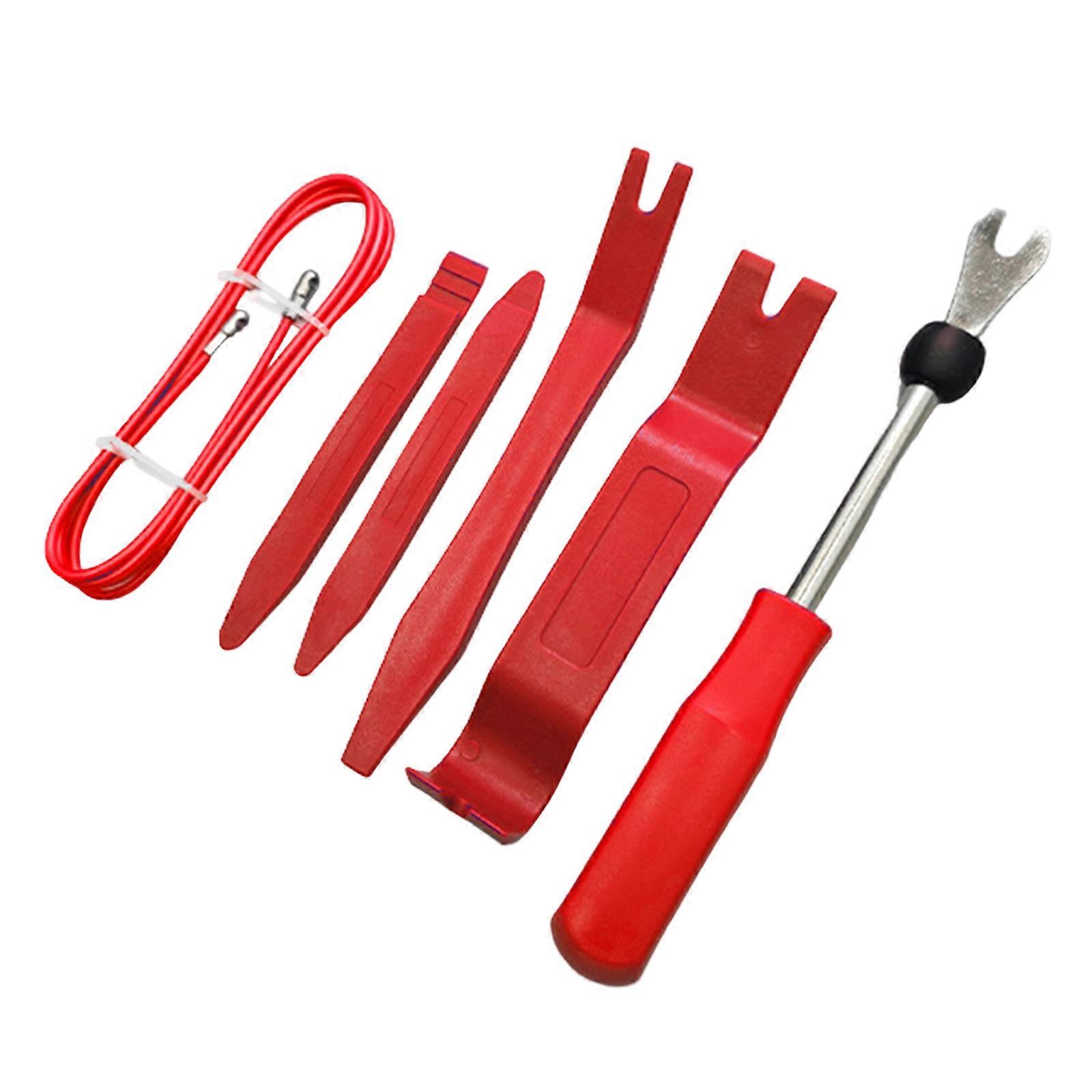 Set of 6 Universal Automotive Trim Removal Tool Damage Easy Operation Sound System & Door Repairs for Various Models  red