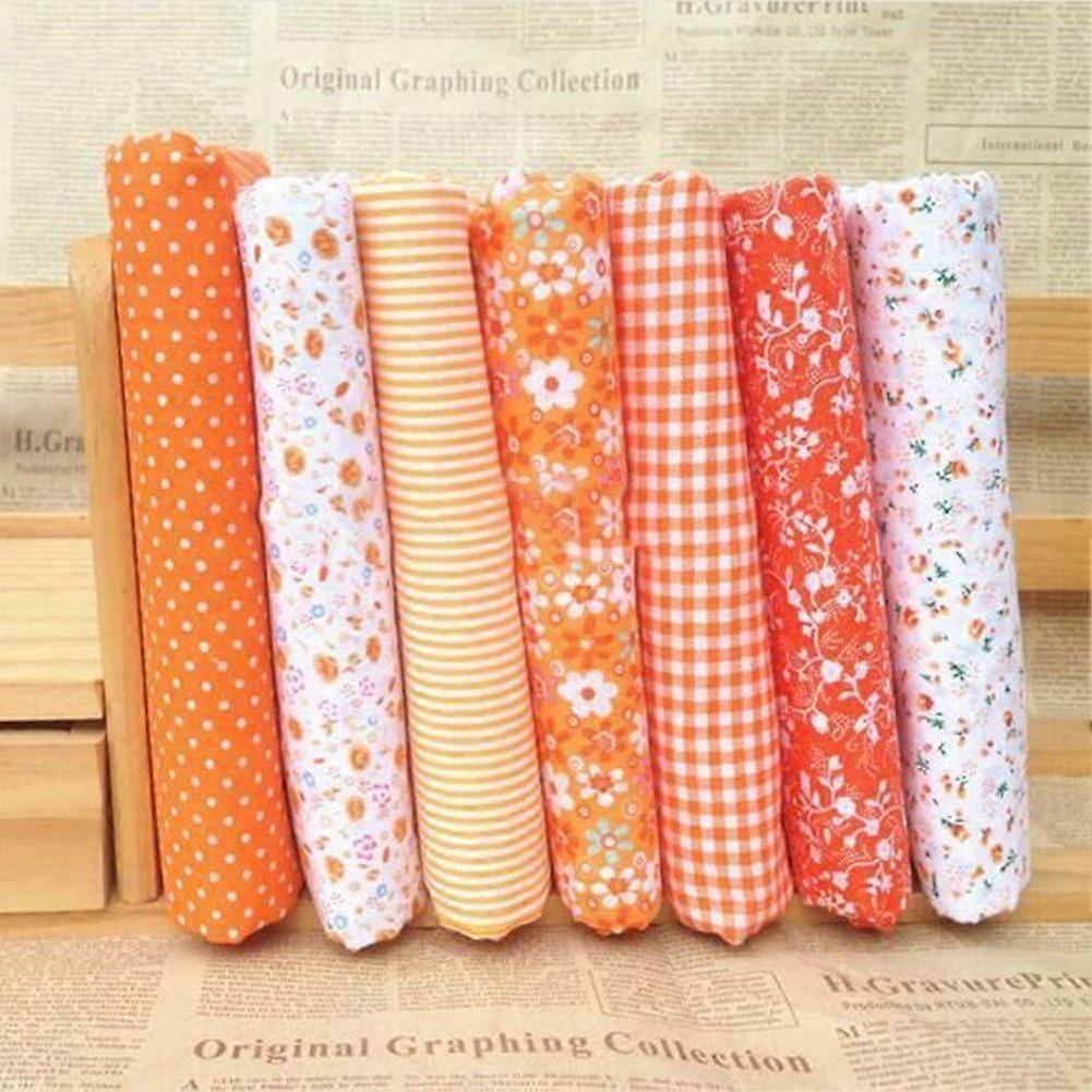 7 Pcs Cotton Fabric Squares Quilting Bundle 10x10 Inch Floral and Polka Dot Patchwork for DIY