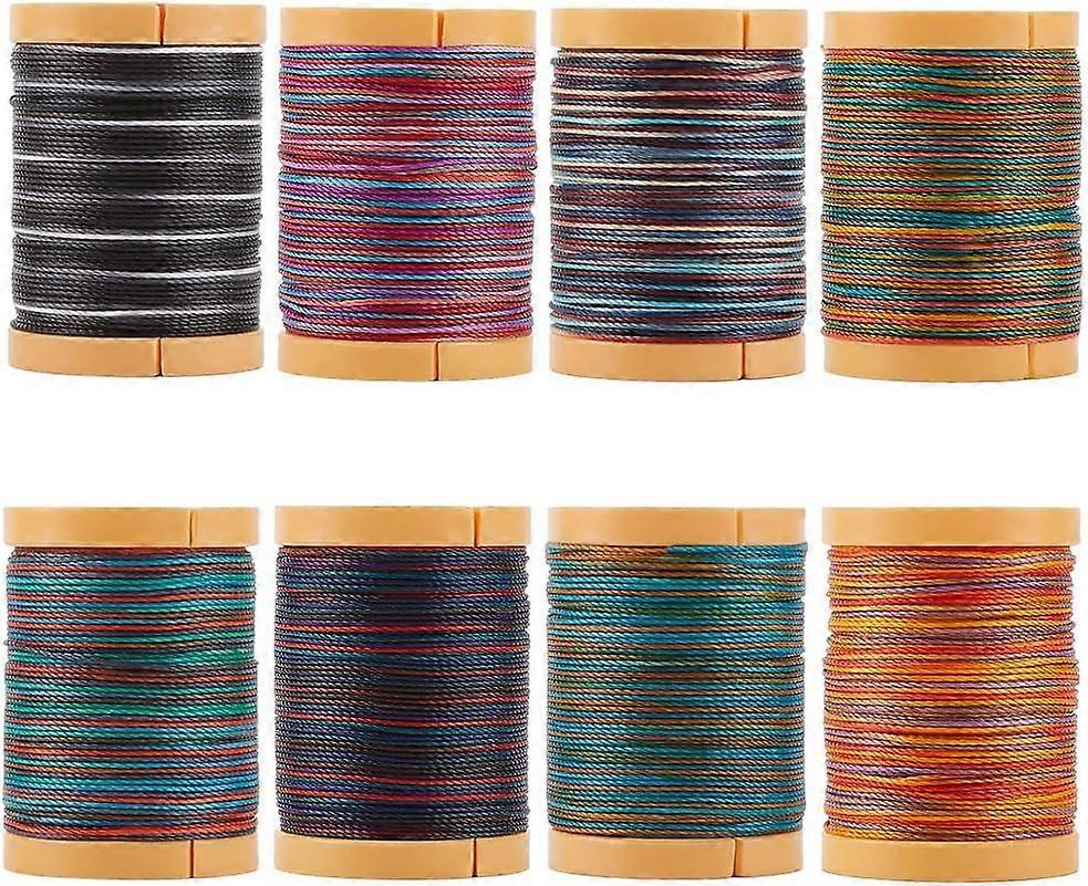 640M/700 Yards 8 Rolls 0.5mm Multi Colored Waxed Thread Wax Polyester Thread Round Beaded Macrame Craft Dyeing Cord String for Jewelry Making Bracelet