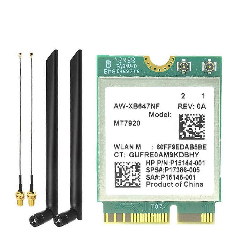 MT7920 WIFI6 Card 1800Mbps Bluetooth5.2 2.4G/5.8G AX1800 M.2 NGFF Wireless WiFi Adapter Card for Win10/Win11+8DB Antenna