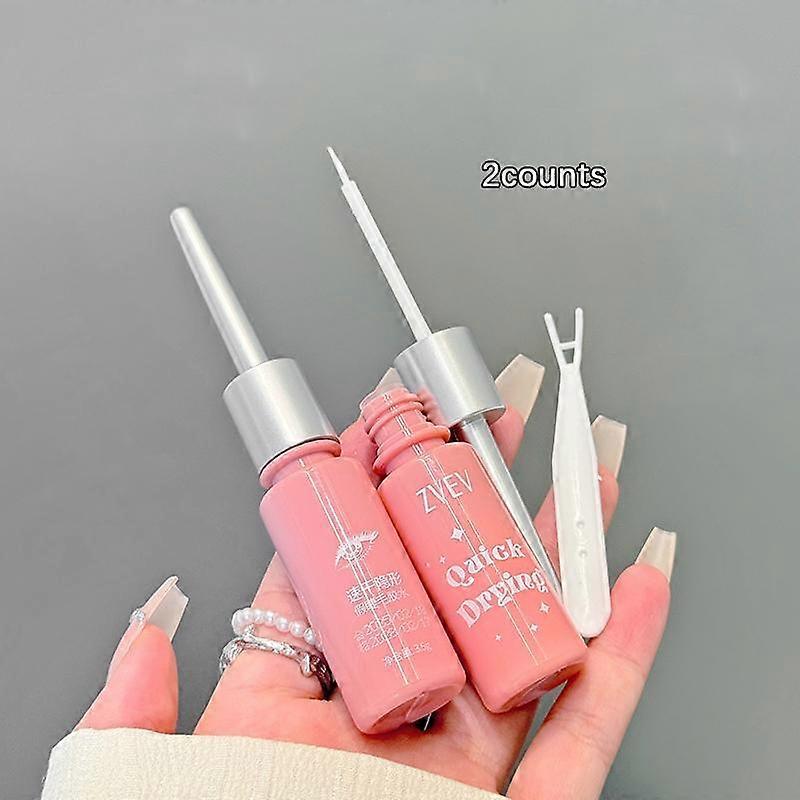 Long Lasting Eyelash Glue & Tweezers, 2 Counts/set Fast Drying Eyelash Glue with Stick, Lash Extension Kit, Professional Eye Makeup Tool for