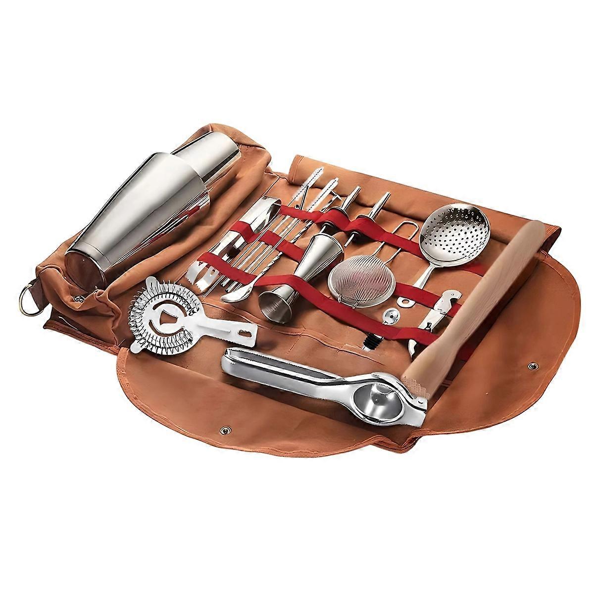 Bartending Tool Set, Bartender Tool Bag, Bartending Utensil Bag, Canvas Tool Bag, Cocktail Makers Portable Storage Bag