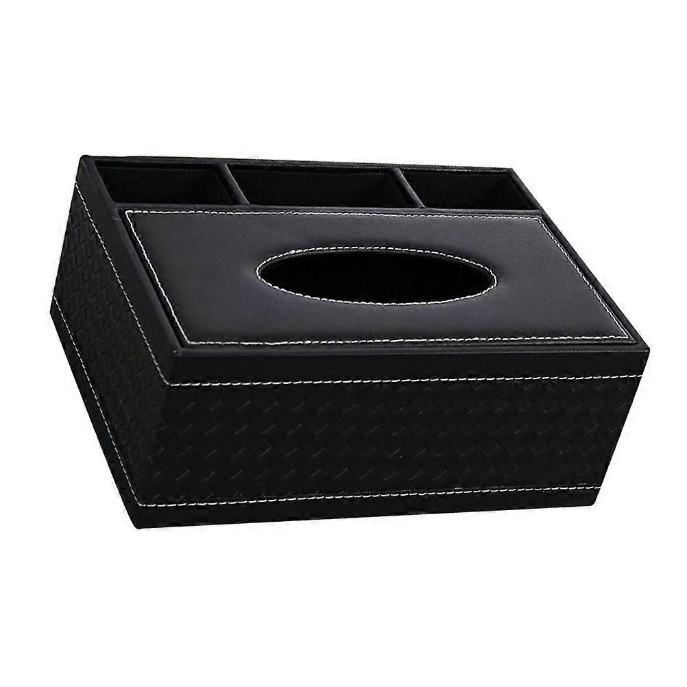 Multifunctional Desktop Organizer Holder for Pencils Scissors with PU Tissue Box Braided Design 1 Set