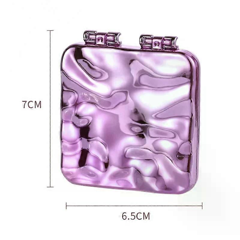 Foldable Plating Makeup Mirror Mini Square Makeup Vanity Mirror Portable Hand Mirrors Double-sided Compact Mirror Pocket Mirror