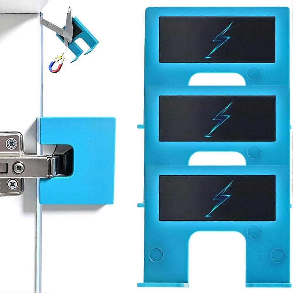 Magnetic Door Hinge Jig with BuiltIn Drill Guide, Precision 2mm Groove, Adjustable 3PCS Blue