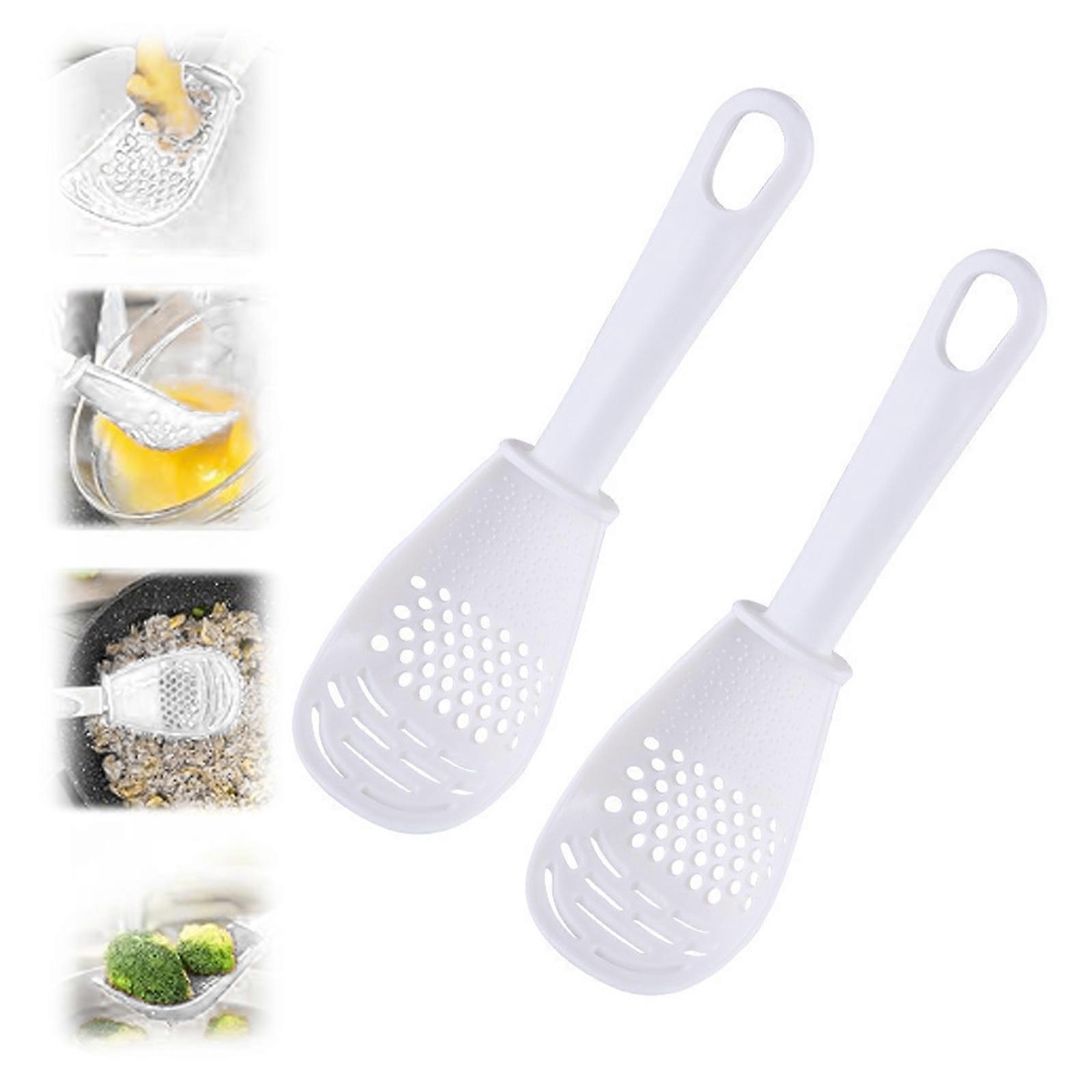 Durability PP Cooking Serving Spoon Combining Grinding Mashing Draining Separating Functions Ergonomic Design for Home Use  White