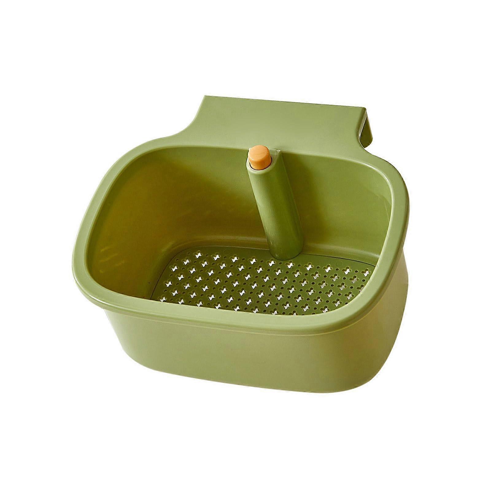 Sink Strainer Basket with Push Button, SpaceSaving PP Kitchen Drain Rack for Efficient Food Filtration, Green