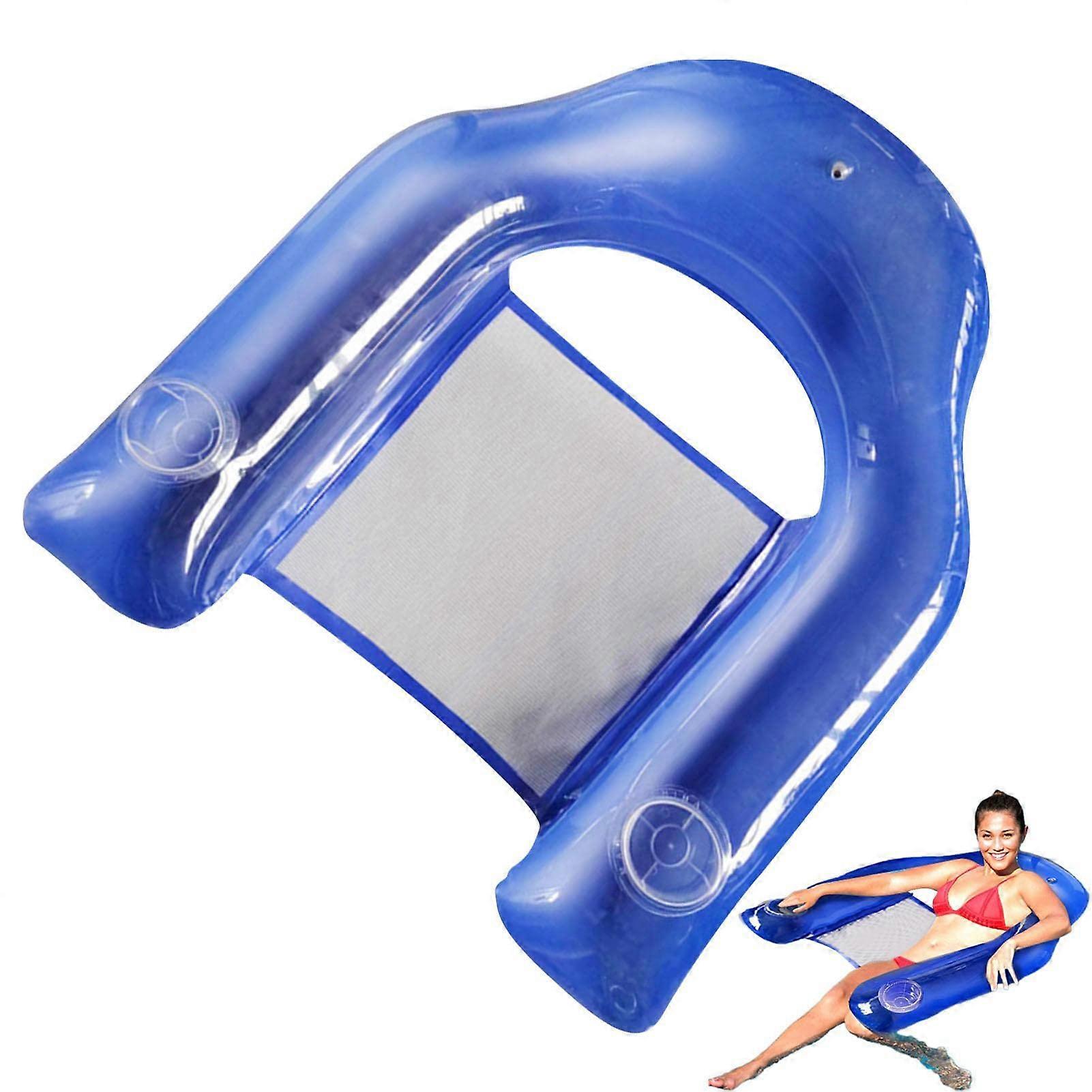 Inflatable Pool Chair with Cup Holder, Foldable Floating Lounge for Adults, MultiPosition Design