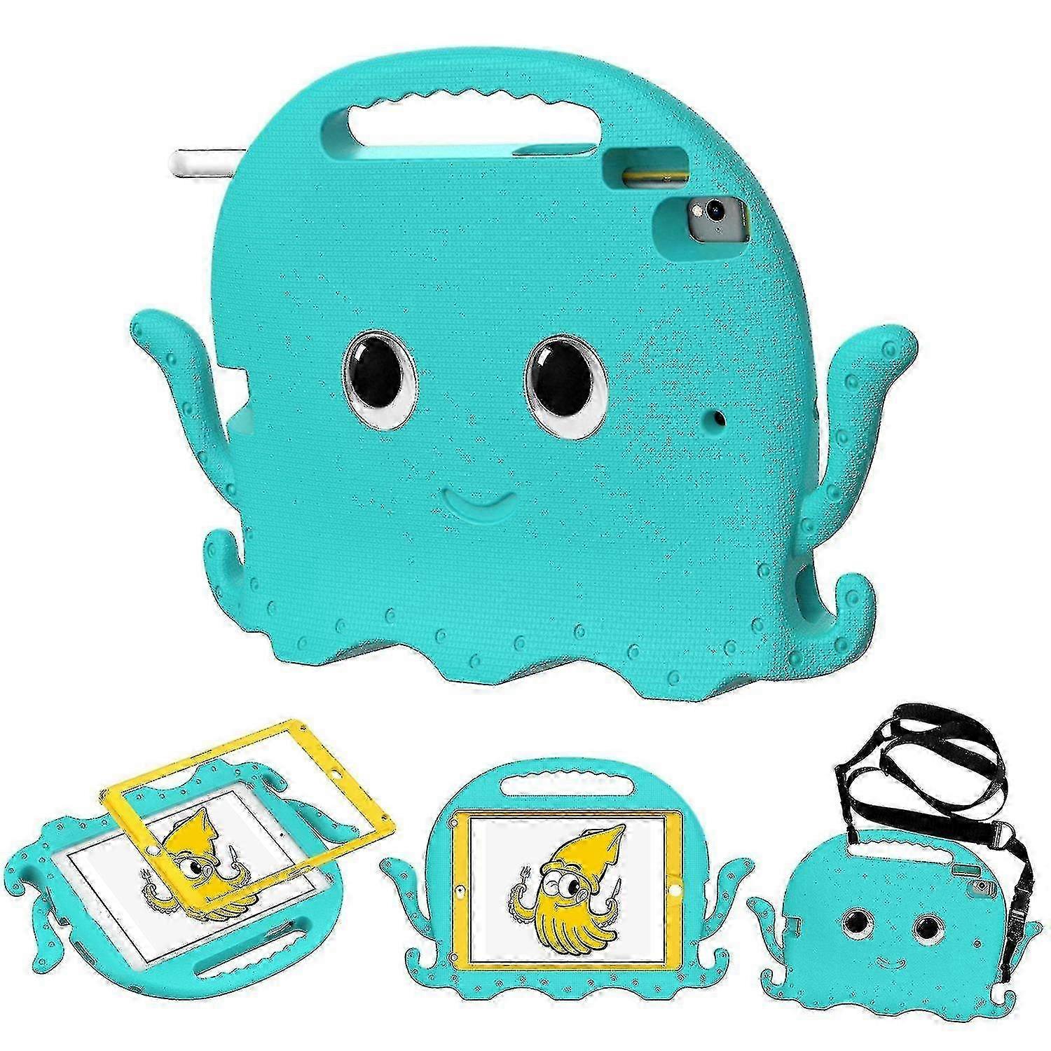 Capa portátil em EVA com caneta em formato de polvo de desenho animado para iPad de 9,7 polegadas (2017)/(2018)/iPad Pro de 9,7 polegadas (2016) - AM 26s