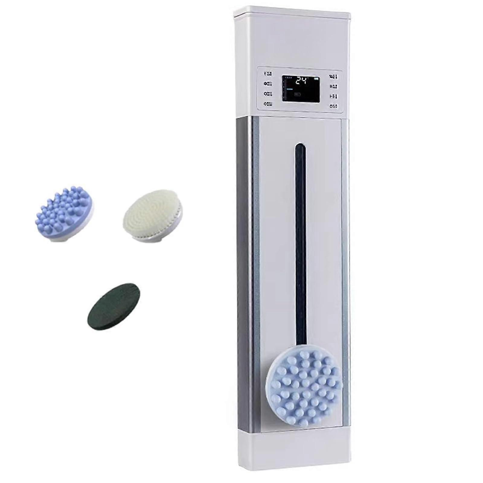 Electric Back Scrubber with 360° Automatic Rotation, Wall Mounted Adjustable Track, 3 Modes, Silver White