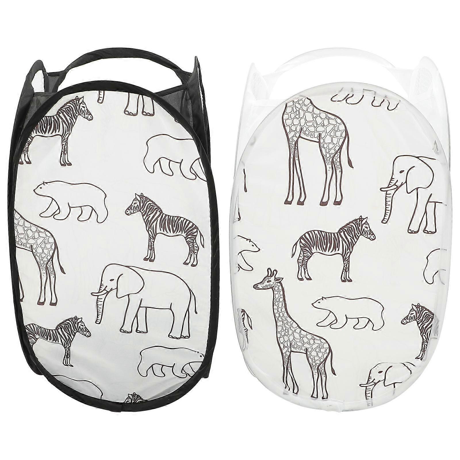 Foldable Dirty Laundry Basket 2Pcs Assorted Color Foldable for Kids Rooms Mesh Structure