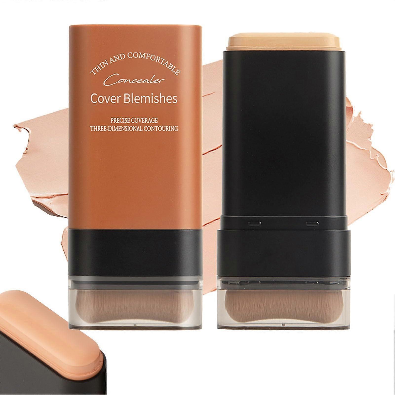 Foundation Stick Waterproof Long Lasting Hydrating Full Coverage with BuiltIn Brush Wheat Color