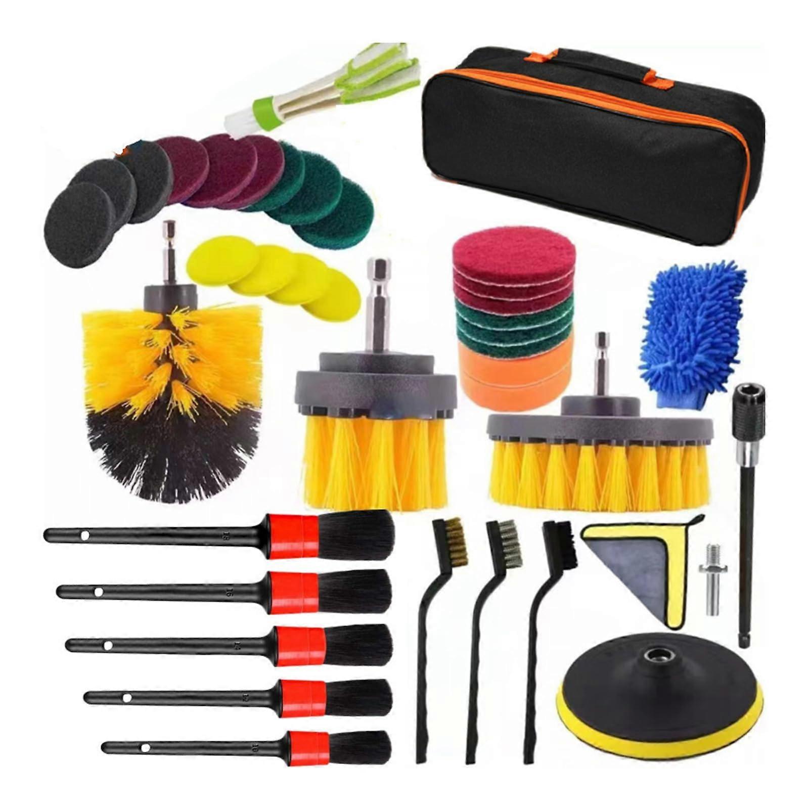 Car Detailing Kit with Brush and Drill Attachments, NoScratch MultiSurface Cleaning Set