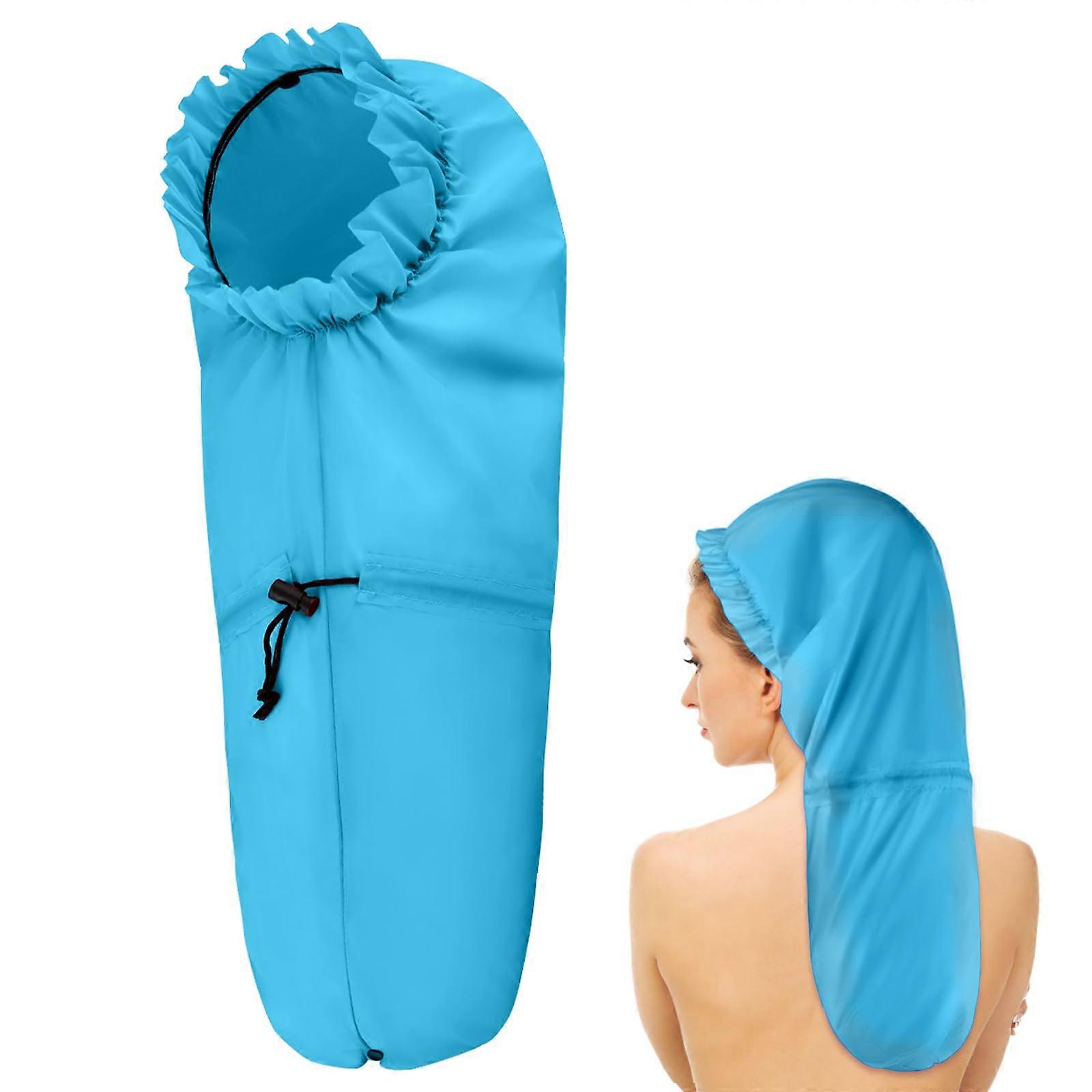 Extra Large Waterproof Shower Cap for Braids and Dreadlocks with Adjustable Drawstring Closure Blue