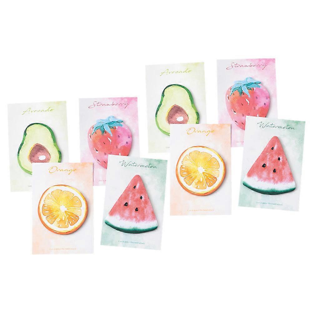 Sticky Memo Pads Note Taking Supplies Fruit Shape Assorted Color 8Set