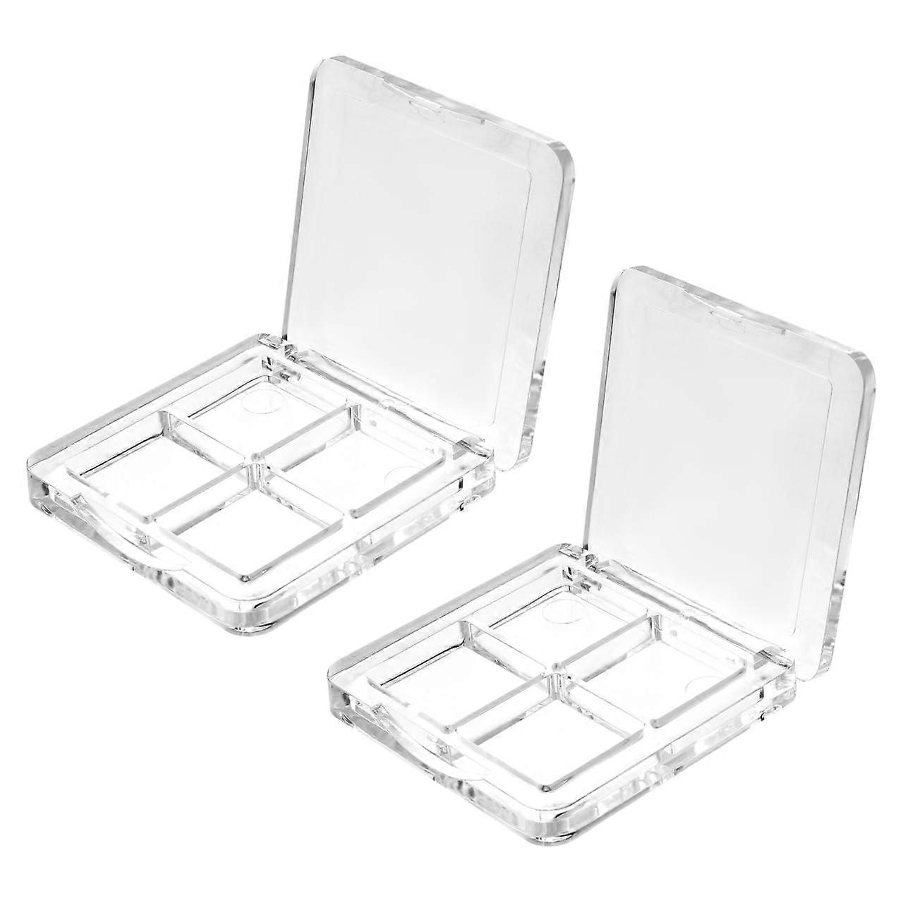 Empty Eyeshadow Palette 4 Grid Clear Refillable Case with Secure Closure for Travel Makeup