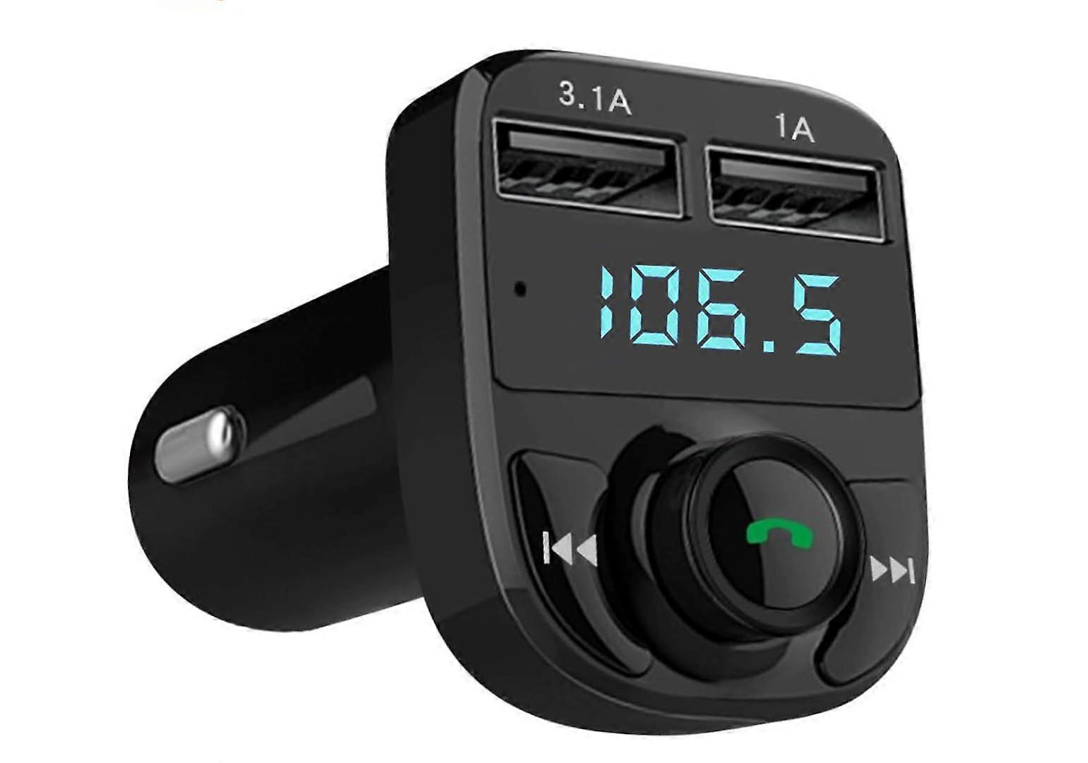 Bluetooth FM Transmitter with Bluetooth 5.0, Dual USB Fast Charge, Noise Cancellation Mic, LCD Display Ref:8569