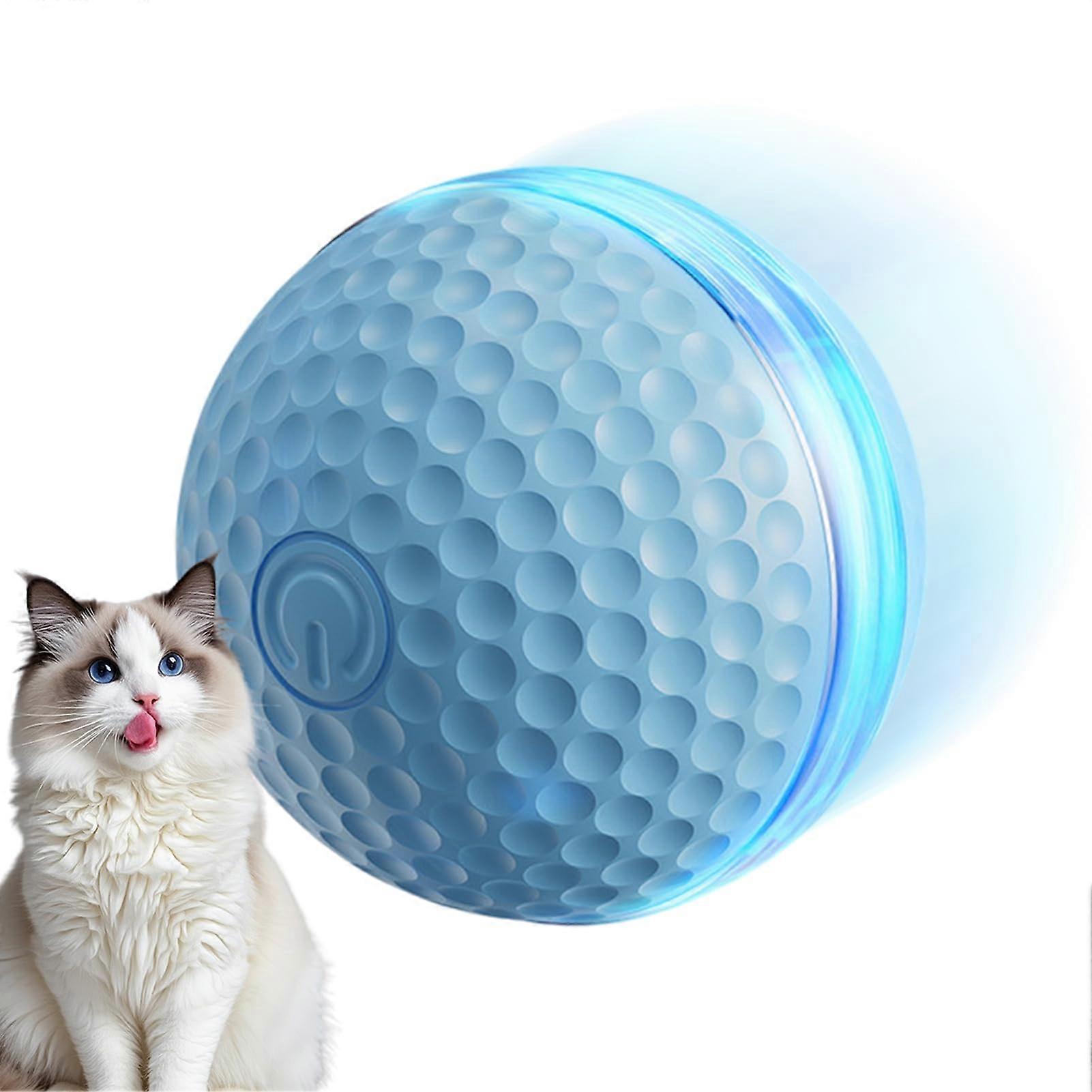 Interactive Cat Toy Ball with Smart Obstacle Avoidance, Rechargeable, Dual Modes, Sky Blue