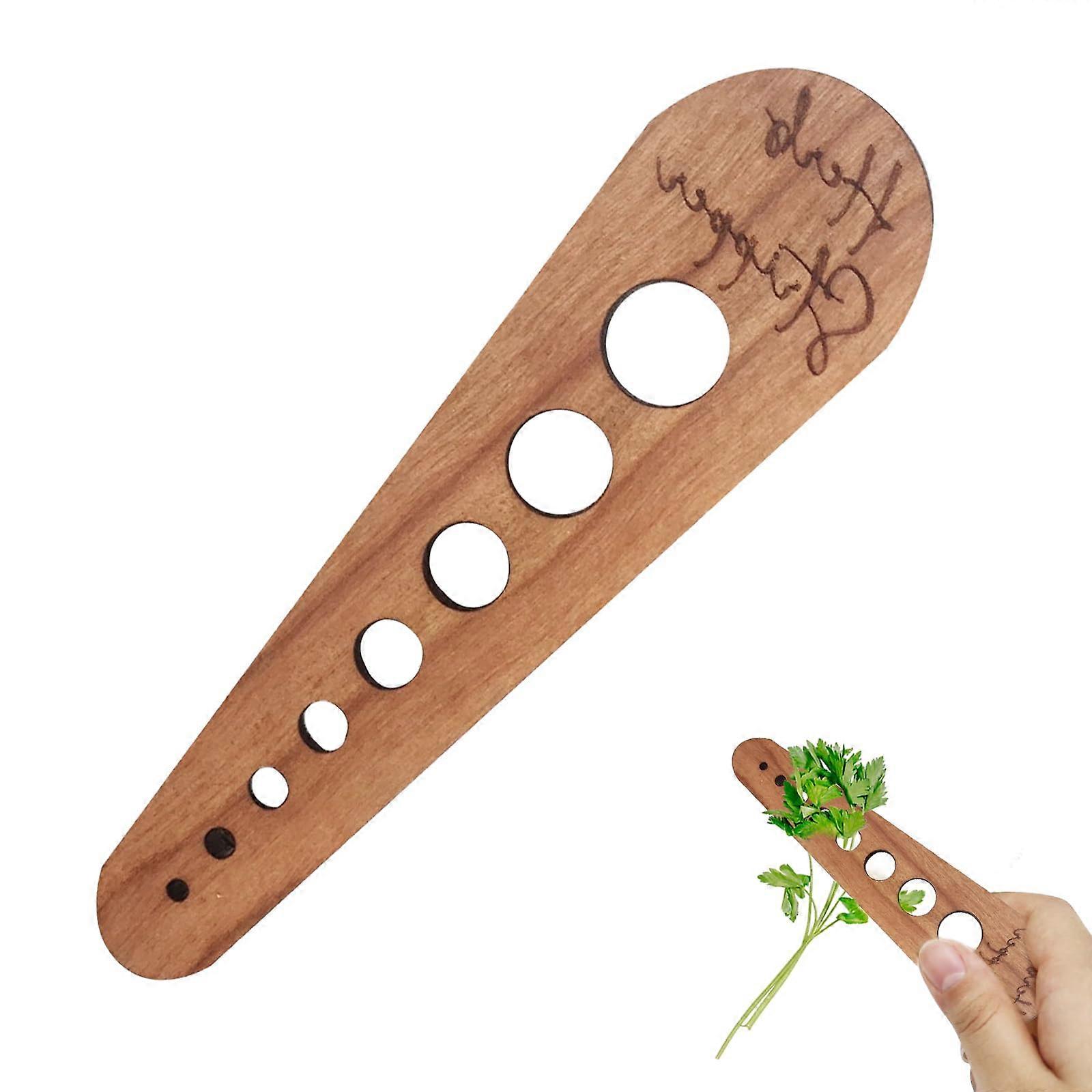 Wooden Herb Stripper with 8 Aperture Sizes for Efficient Kitchen and Garden Leaf Removal