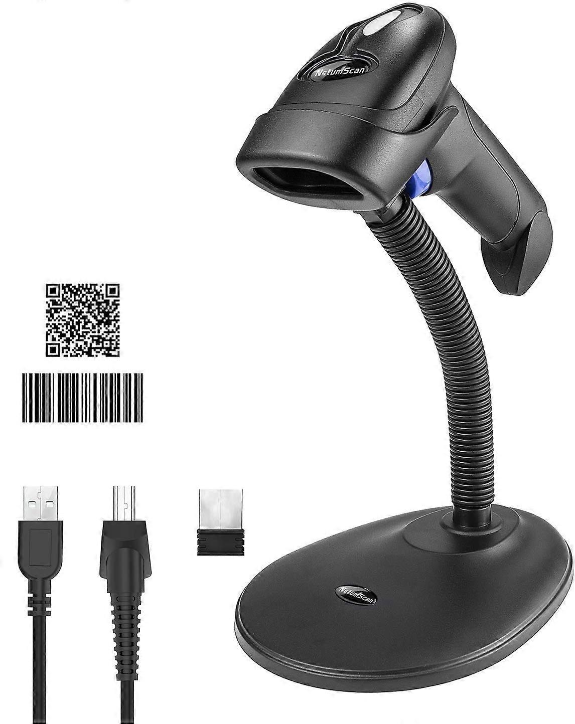 Wireless 1D 2D Barcode Scanner with USB Receiver, Fast Accurate QR Code Reader for POS and Warehouse