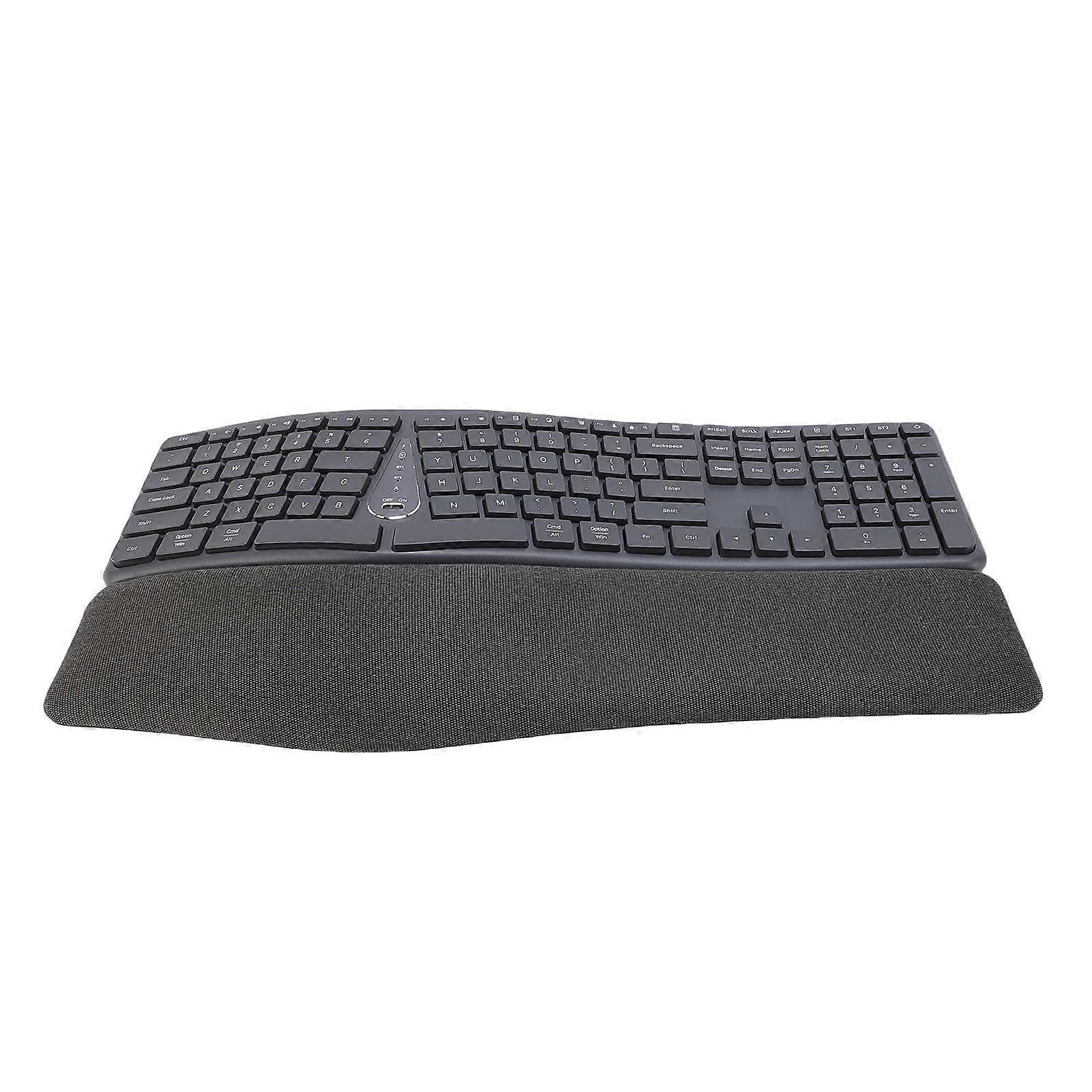 Wireless Ergonomic Keyboard with Wrist Rest, Bluetooth Split Design, USBC Rechargeable, Quiet Keys